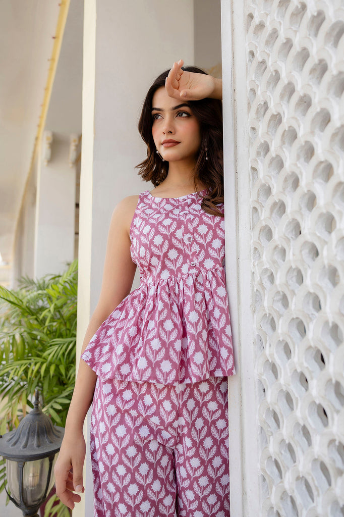 Women's Mauve Printed Co-Ord set