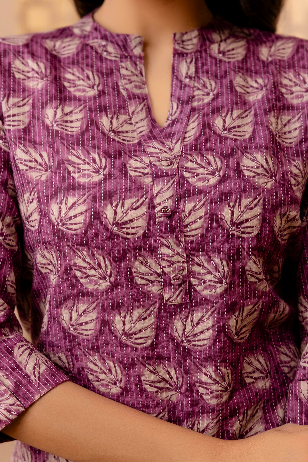 Women's Purple Printed Straight Tunic - Taantav