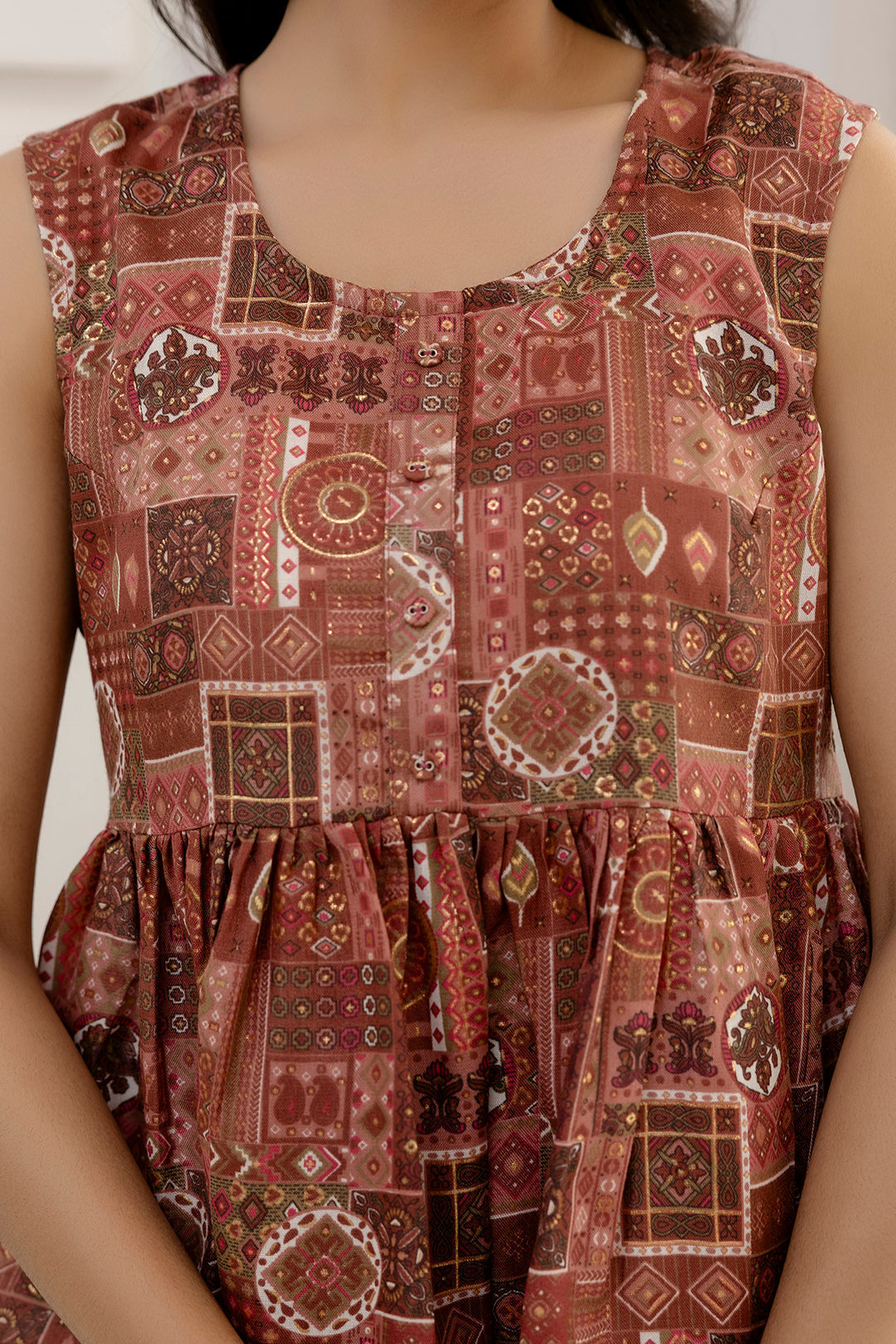 Women's Mauve Printed Peplum Tunic - Taantav