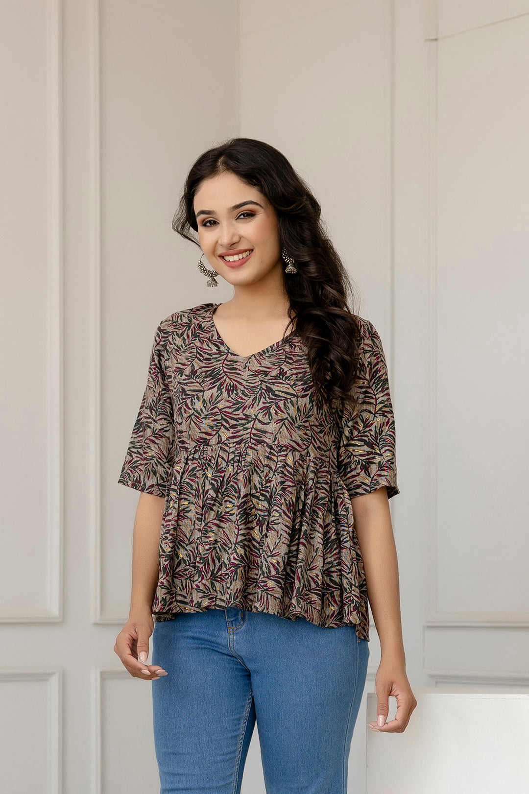 Women's Multi Printed Peplum Tunic - Taantav