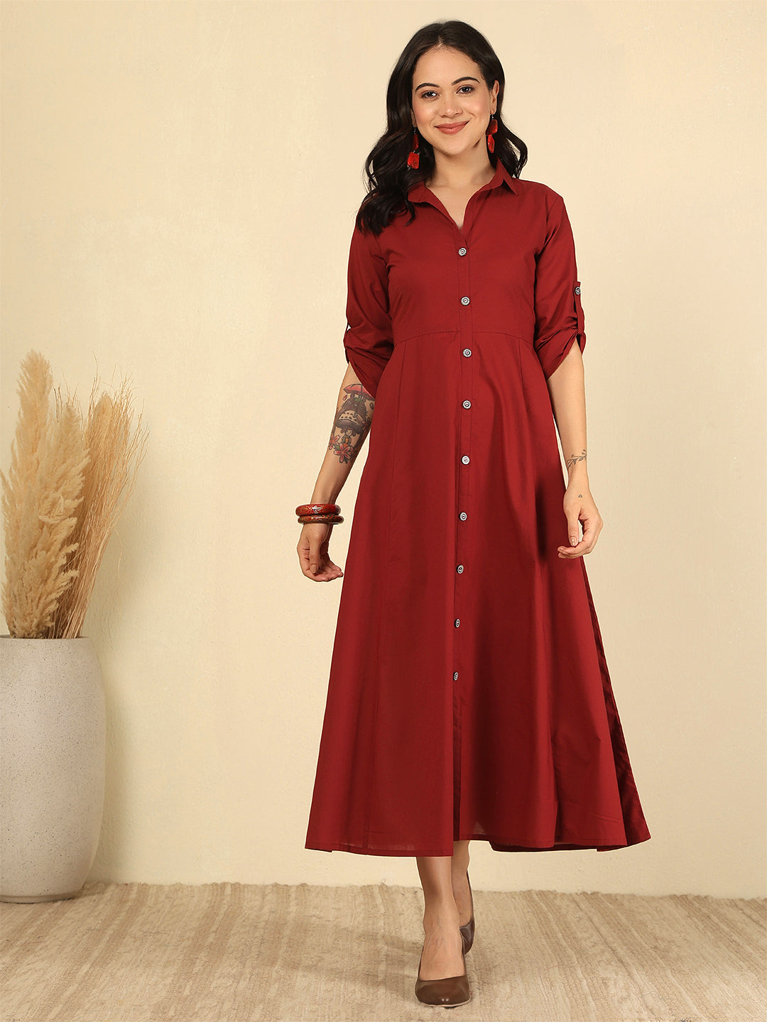 maroon cotton dress for women Burgundy Tiered Cotton Maxi Dress, Tie Waist Boho Gown for Women, Wedding Guest Outfit, Fall Dress, Spring Clothing, 3XL / Burgundy