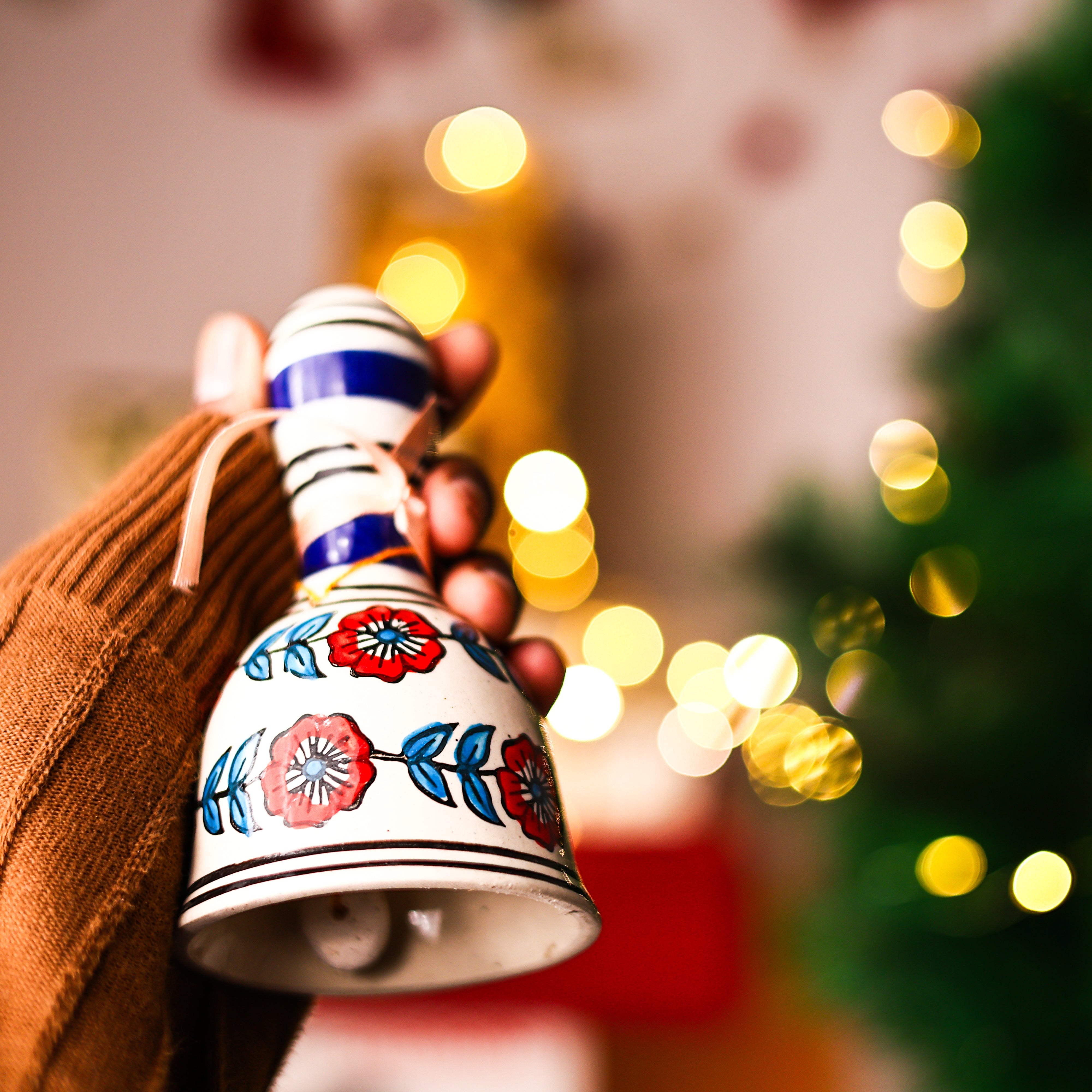 Handcrafted Ceramic Christmas Bell - White