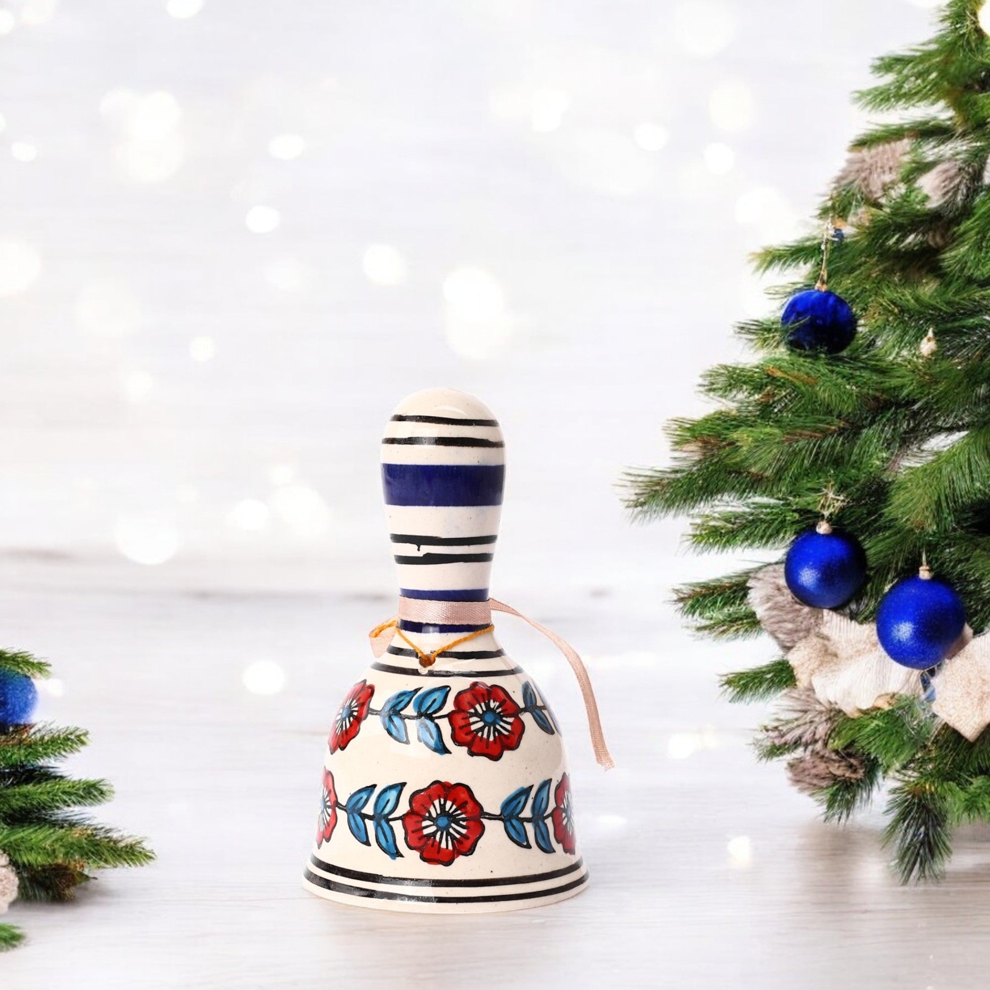 Handcrafted Ceramic Christmas Bell - White