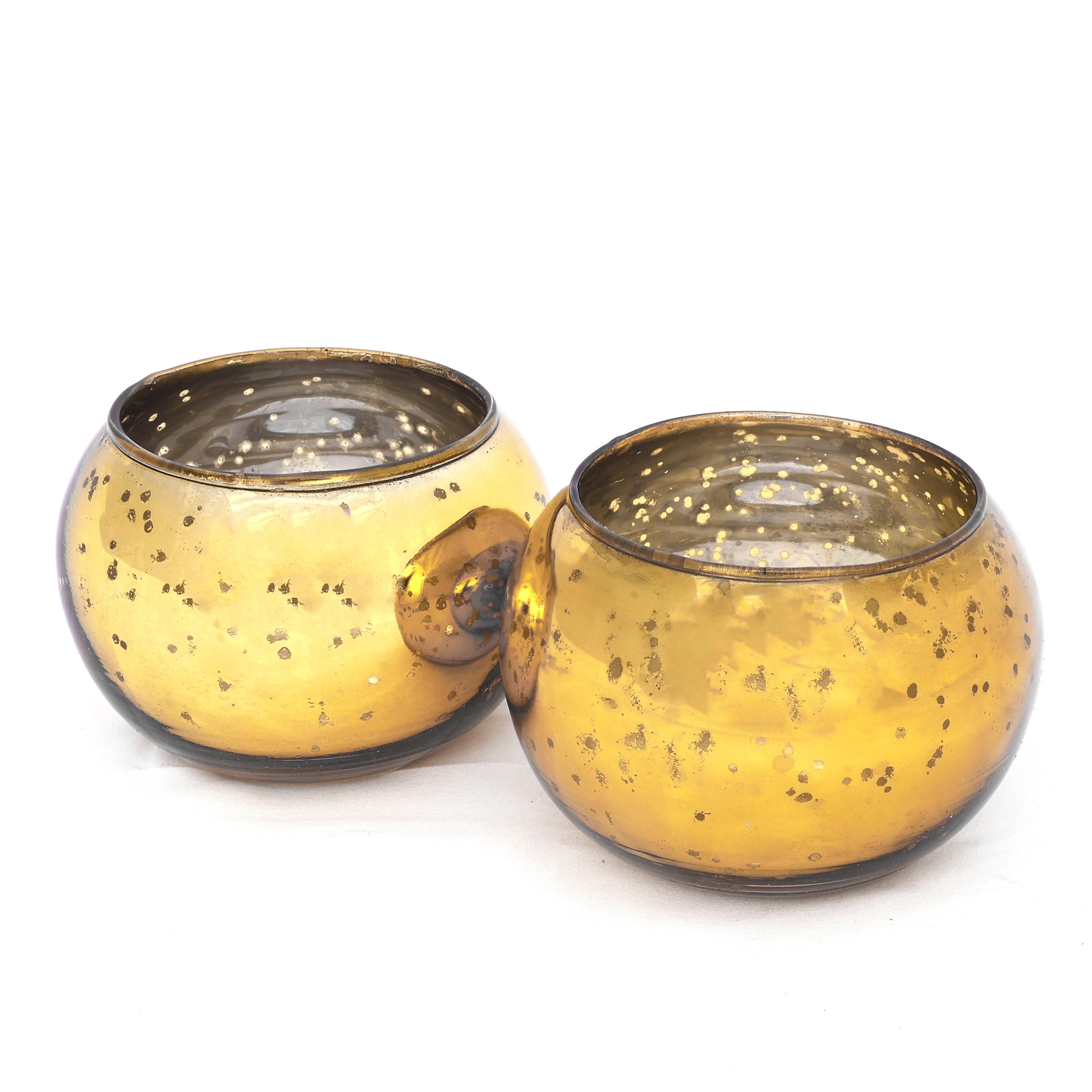 Handcrafted Glass T-light Holder—Golden—Set of 2