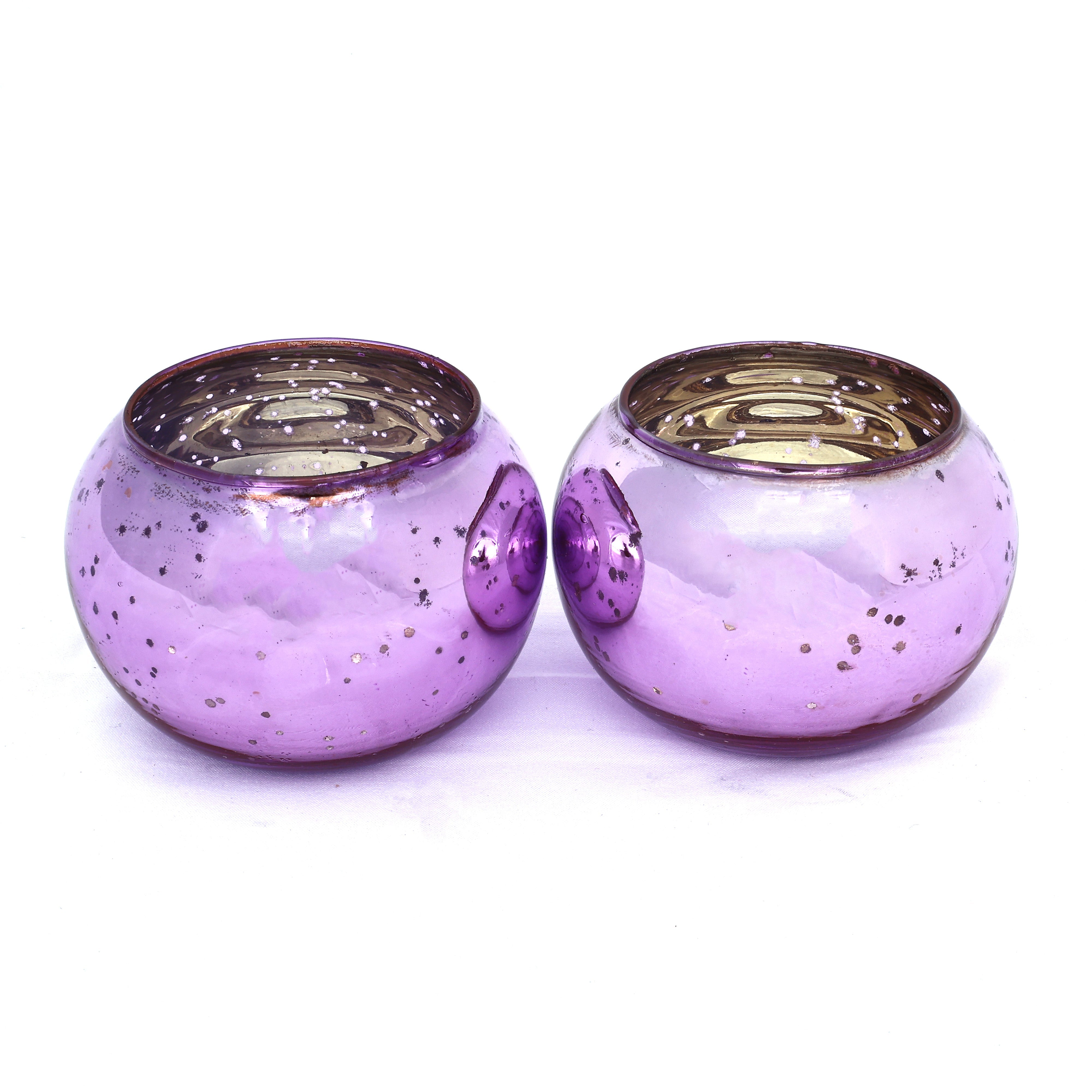 Handcrafted Glass T-light Holder—Purple—Set of 3