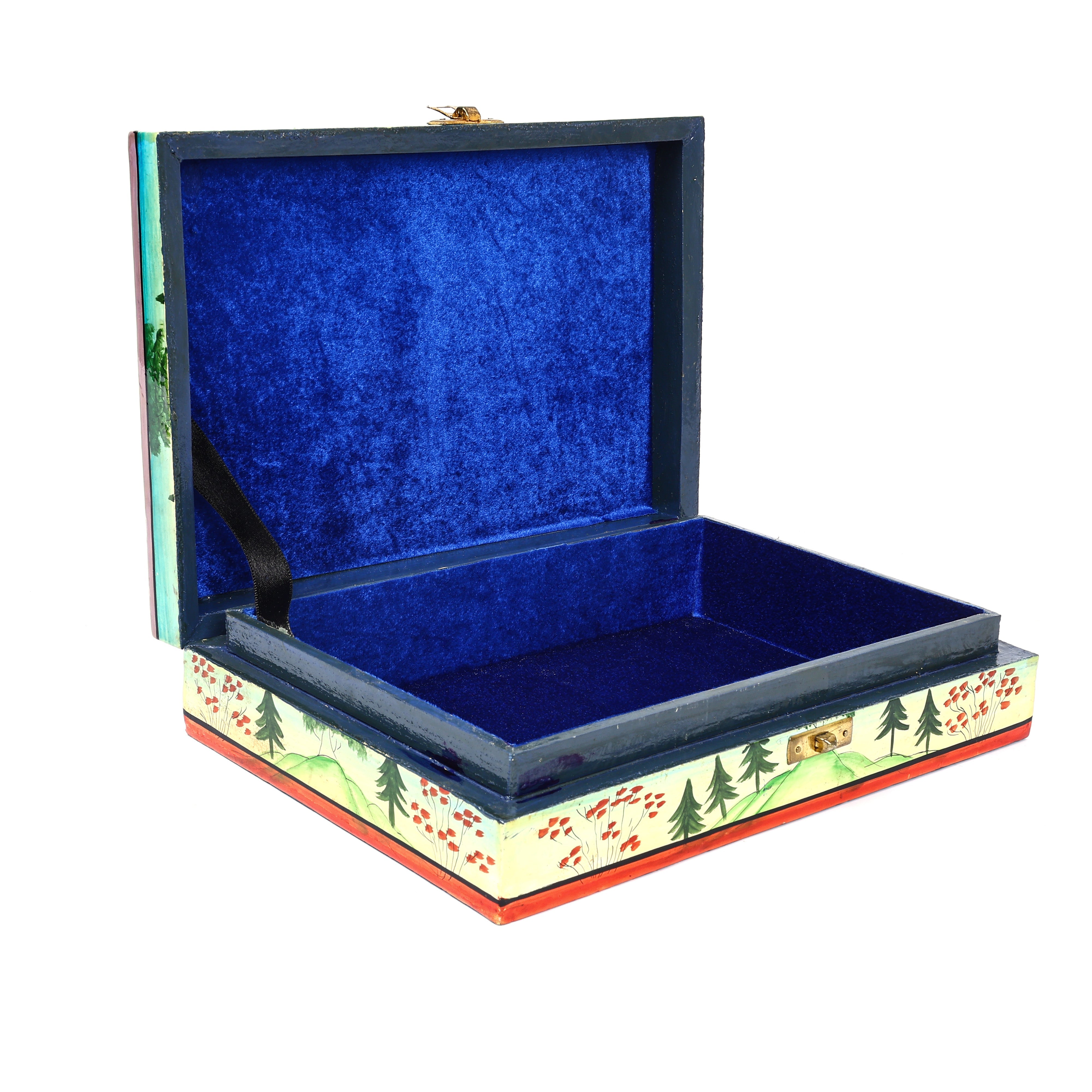 Handcrafted Kashmiri Paper Mache Jewellery Box—Multicolour