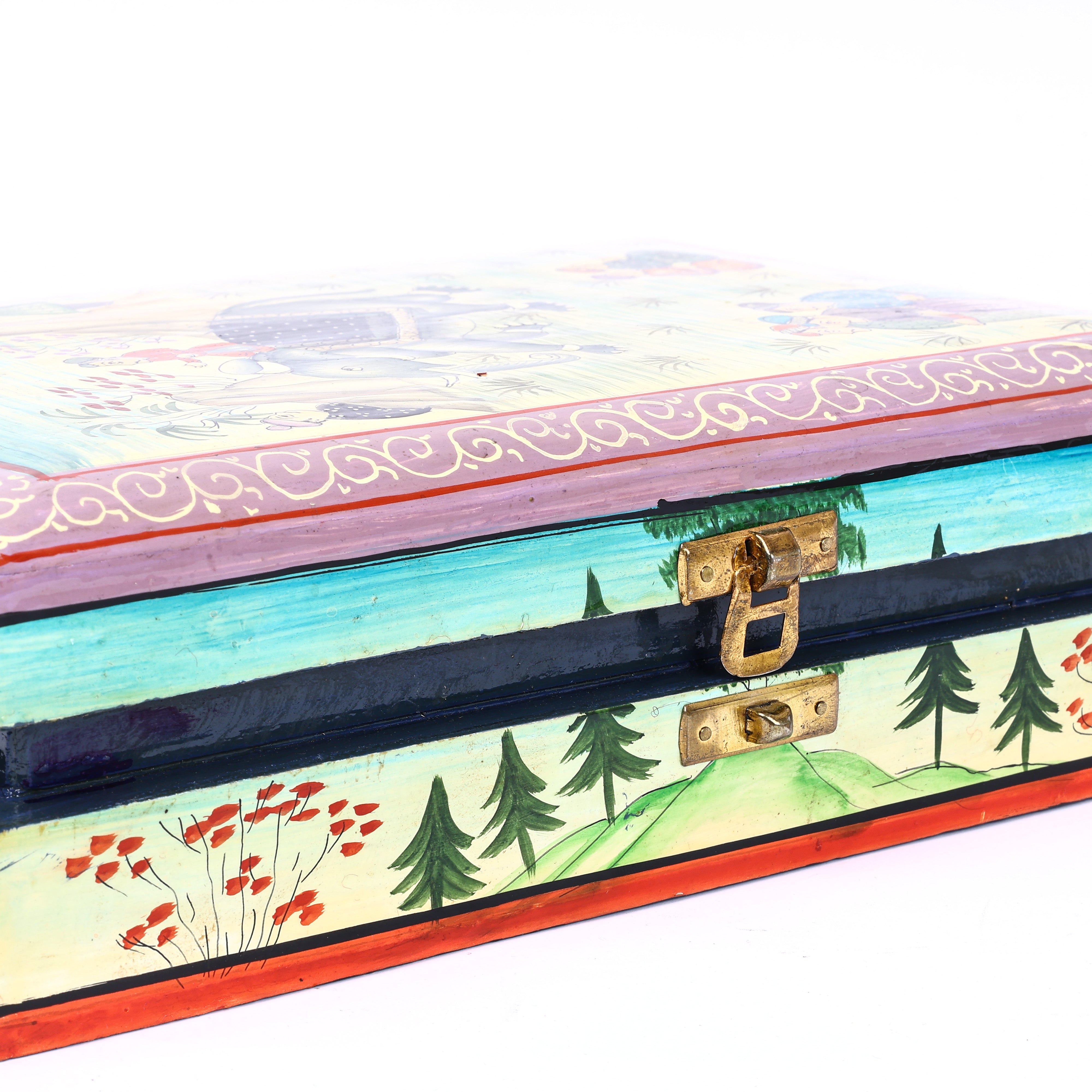 Handcrafted Kashmiri Paper Mache Jewellery Box—Multicolour