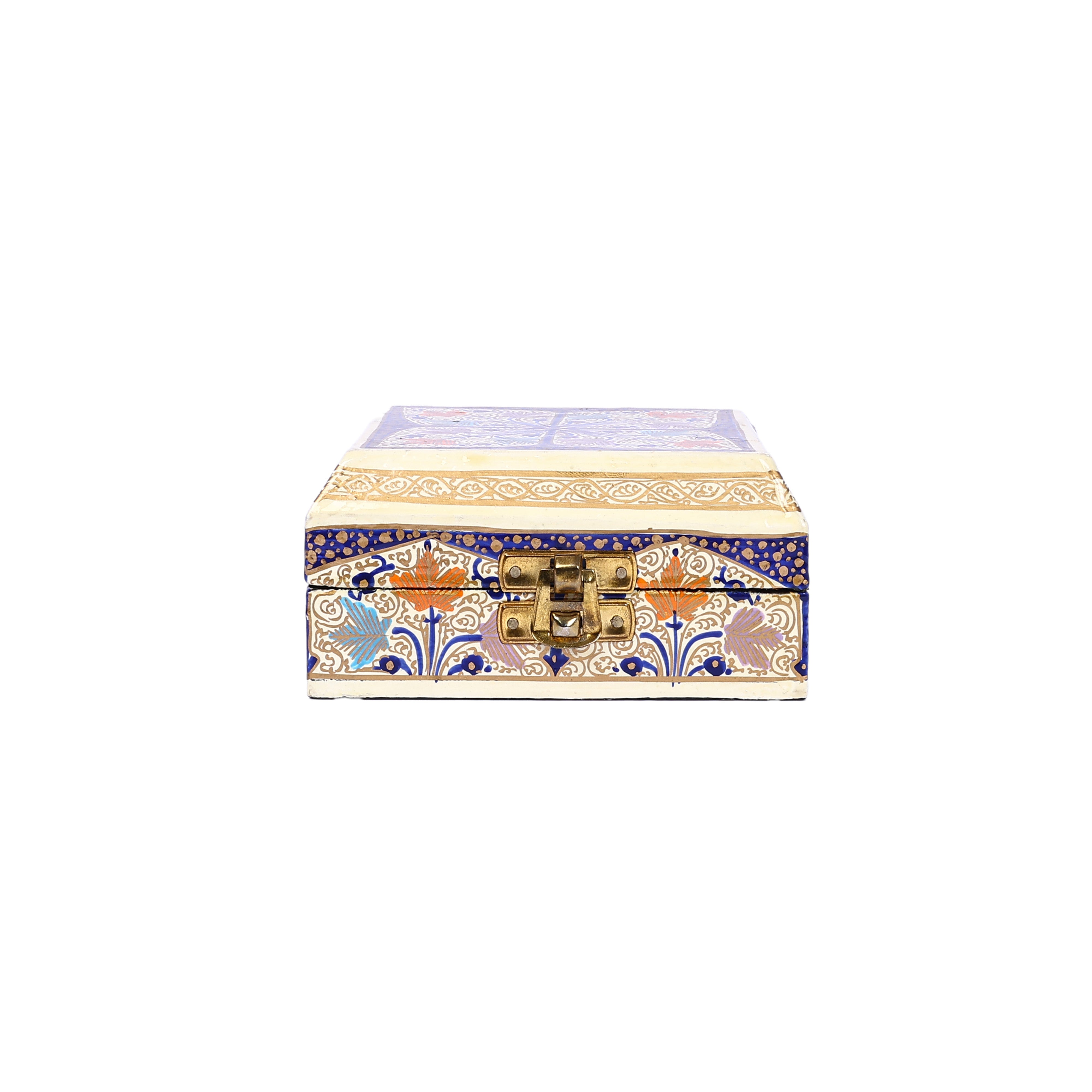 Handcrafted Kashmiri Paper Mache Multi-Storage Square Box—Multicolour