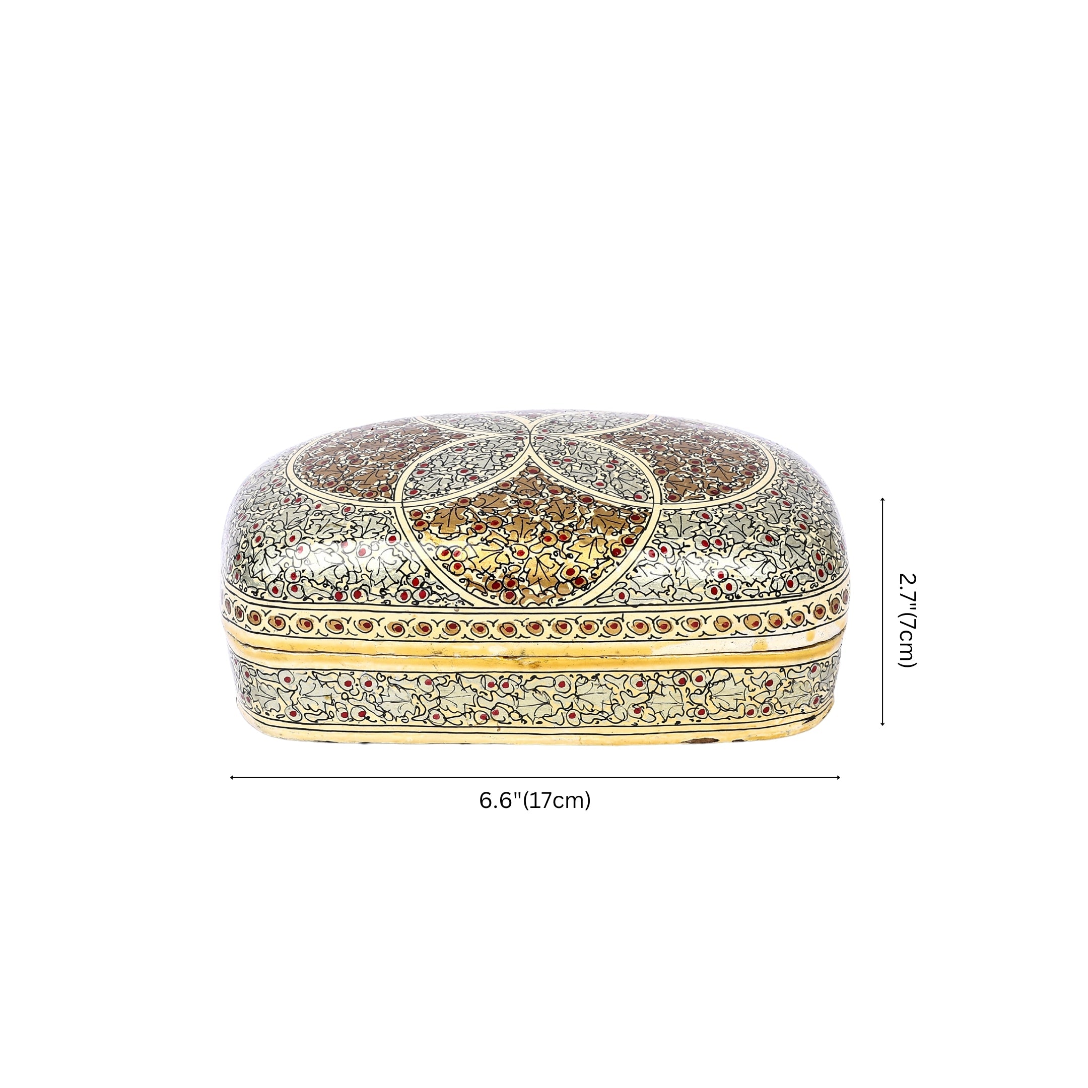 Handcrafted Kashmiri Paper Mache Multi-Utility Box— Light Green and Golden