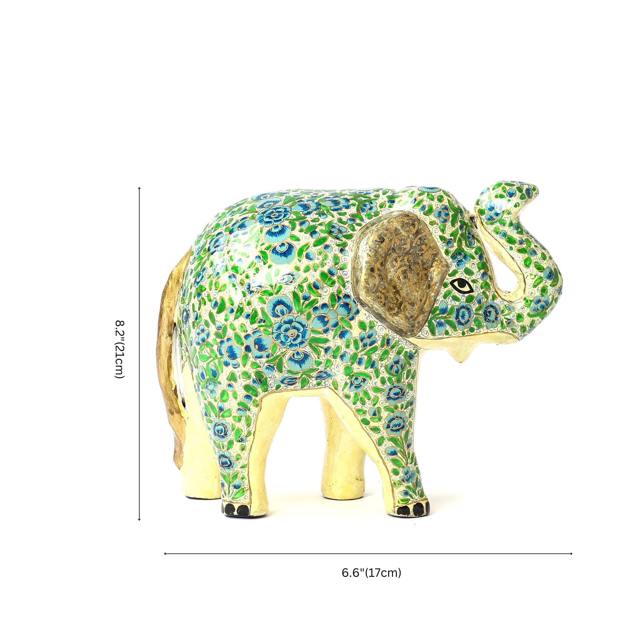 Handcrafted Papier Mache Elephant - Green