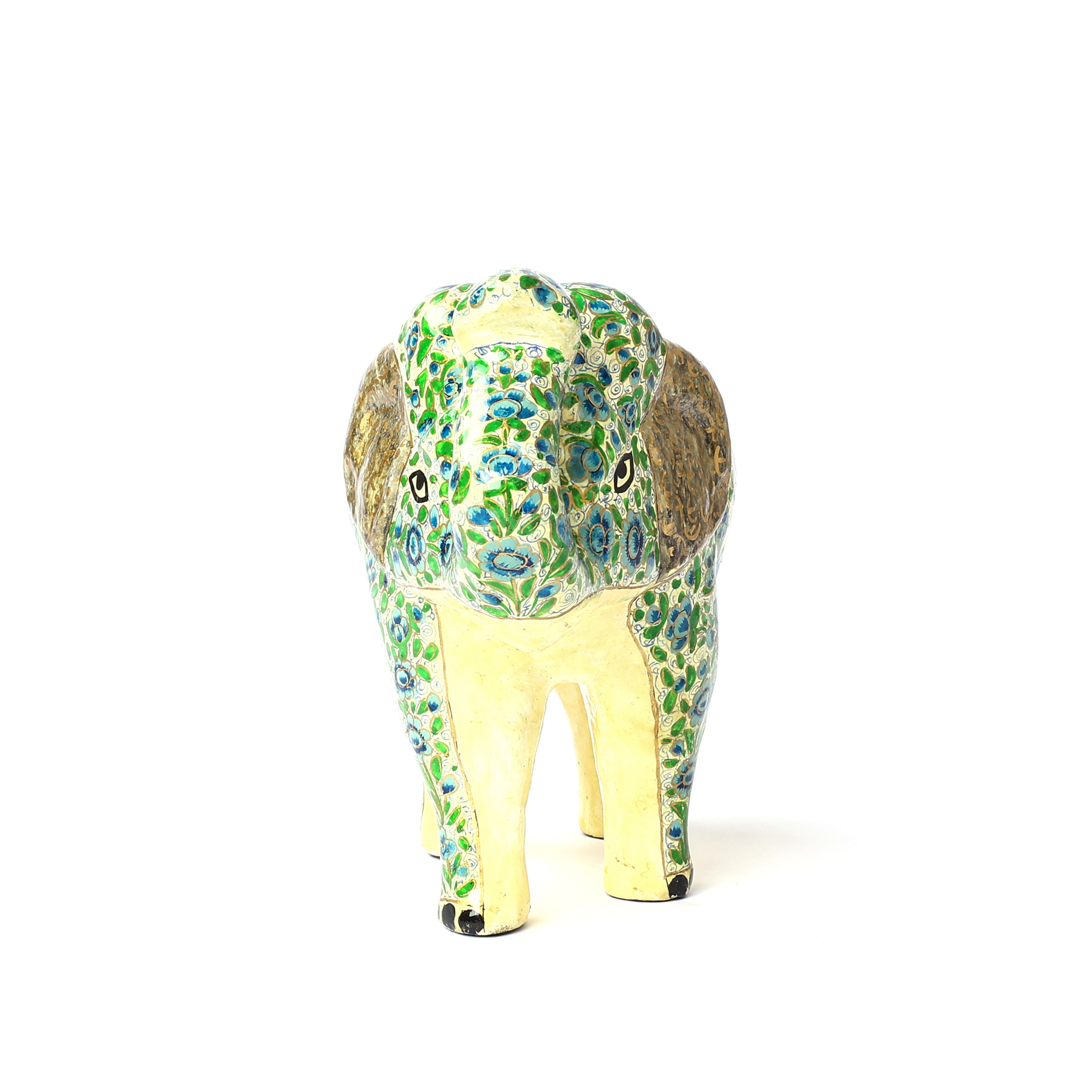 Handcrafted Papier Mache Elephant - Green