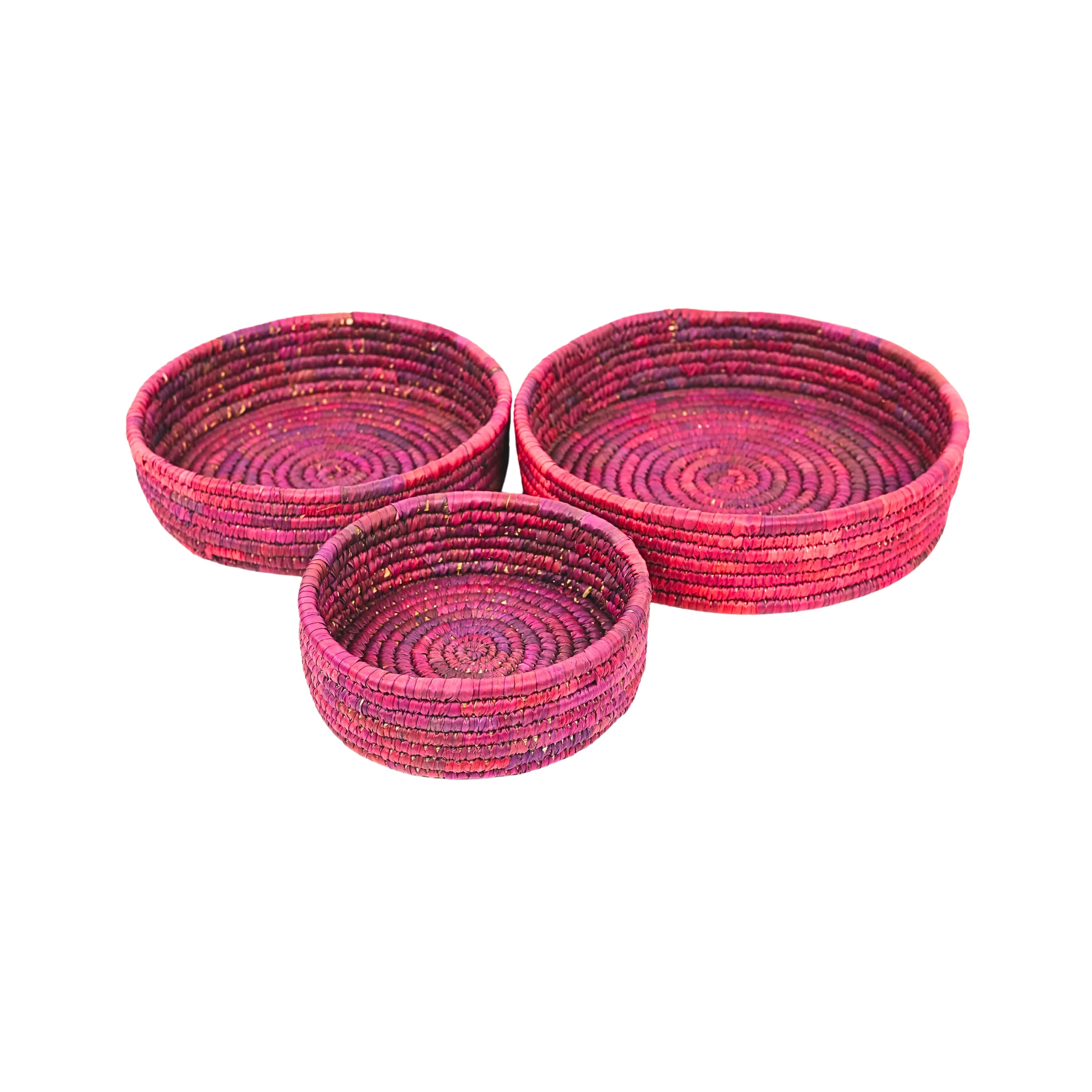 Handcrafted Sabai Grass Round Storage Baskets – Set 