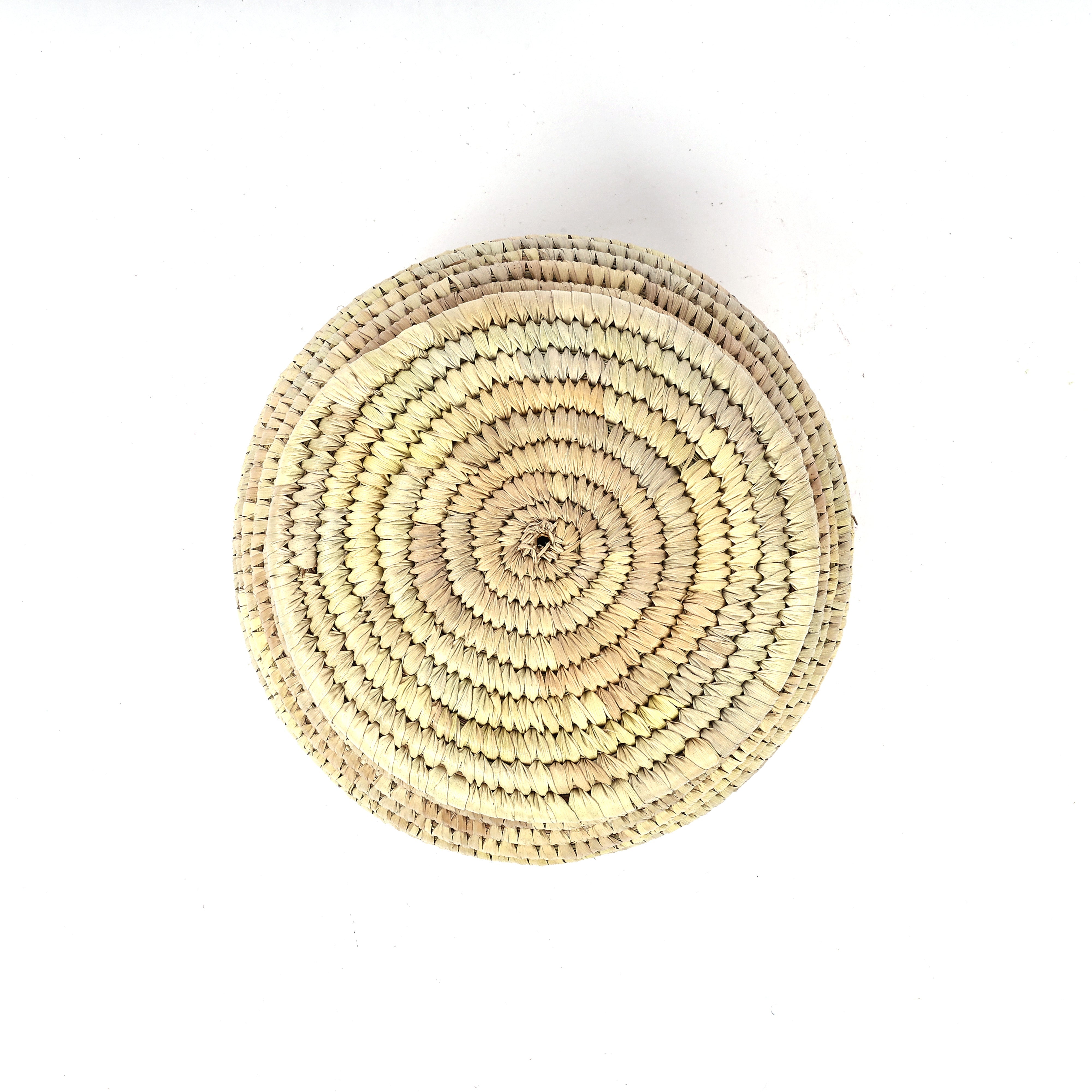 Handcrafted Sabai Grass Round Storage Box—Beige