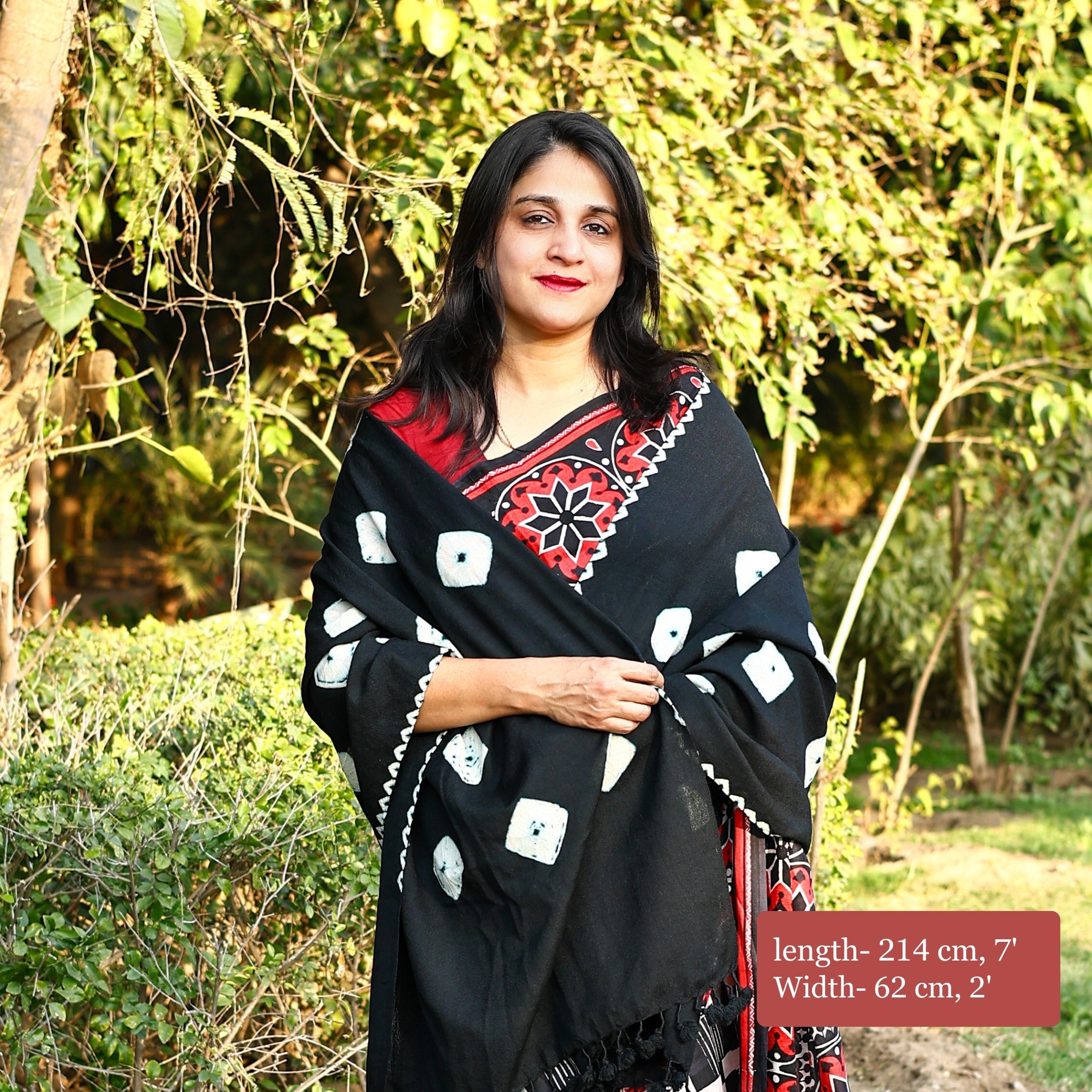 Handwoven Black and White Kutchi Bhujodi Stole