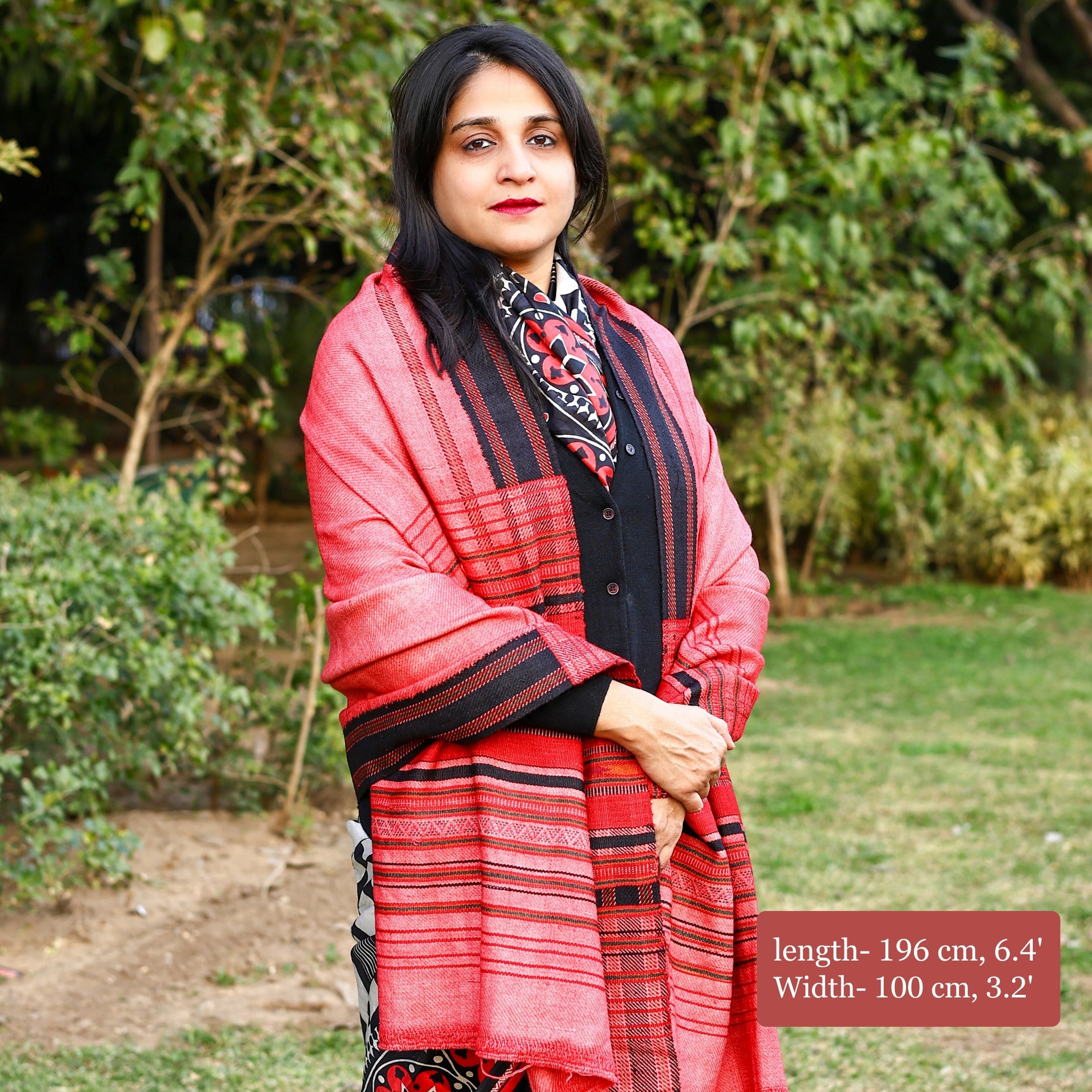 Handwoven Rajasthani Pattu Shawl—Pink