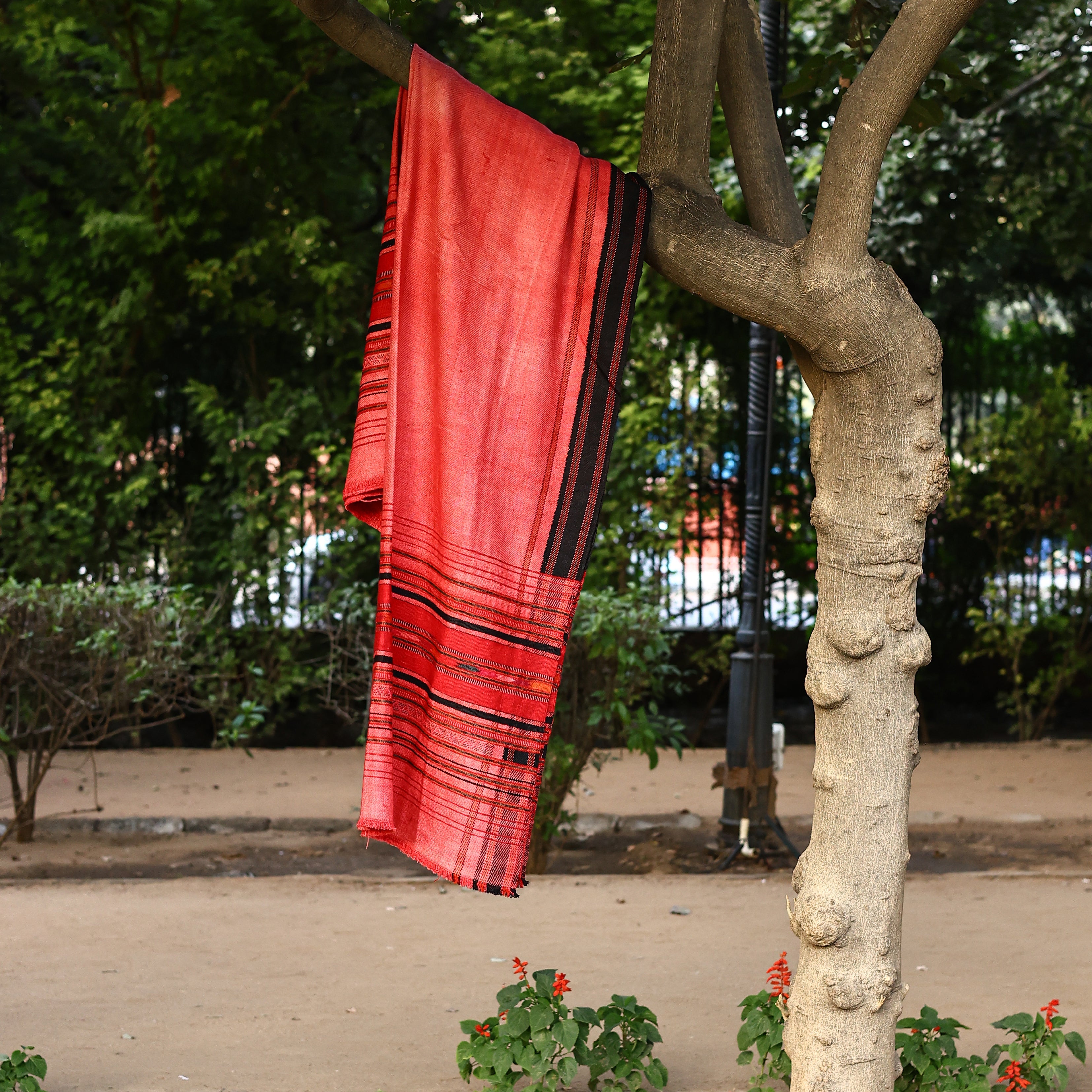 Handwoven Rajasthani Pattu Shawl—Pink