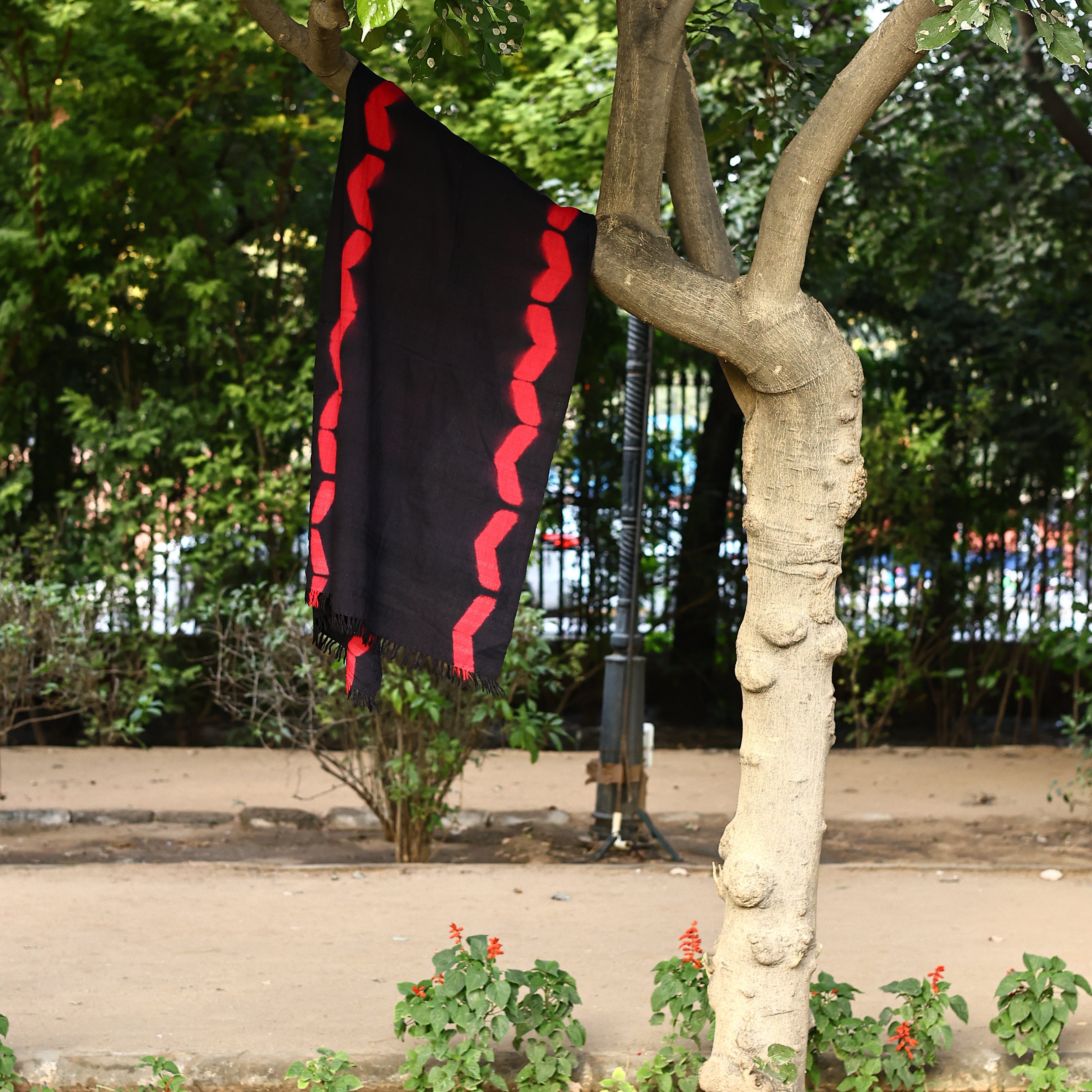 Handwoven Red and Black Kutchi Bhujodi Stole