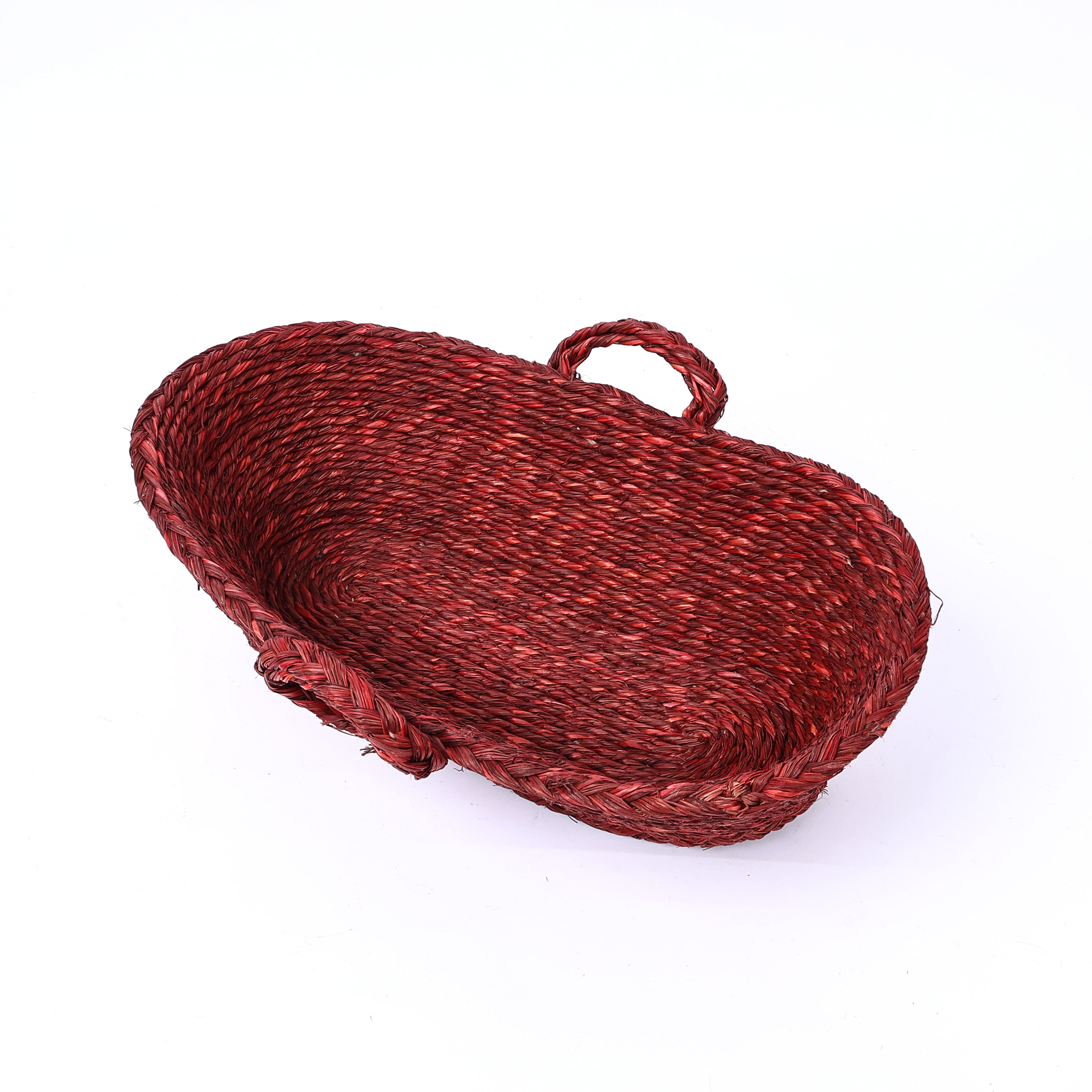 Handwoven Sabai Grass Fruit/Vegetable Basket—Reddish Brown