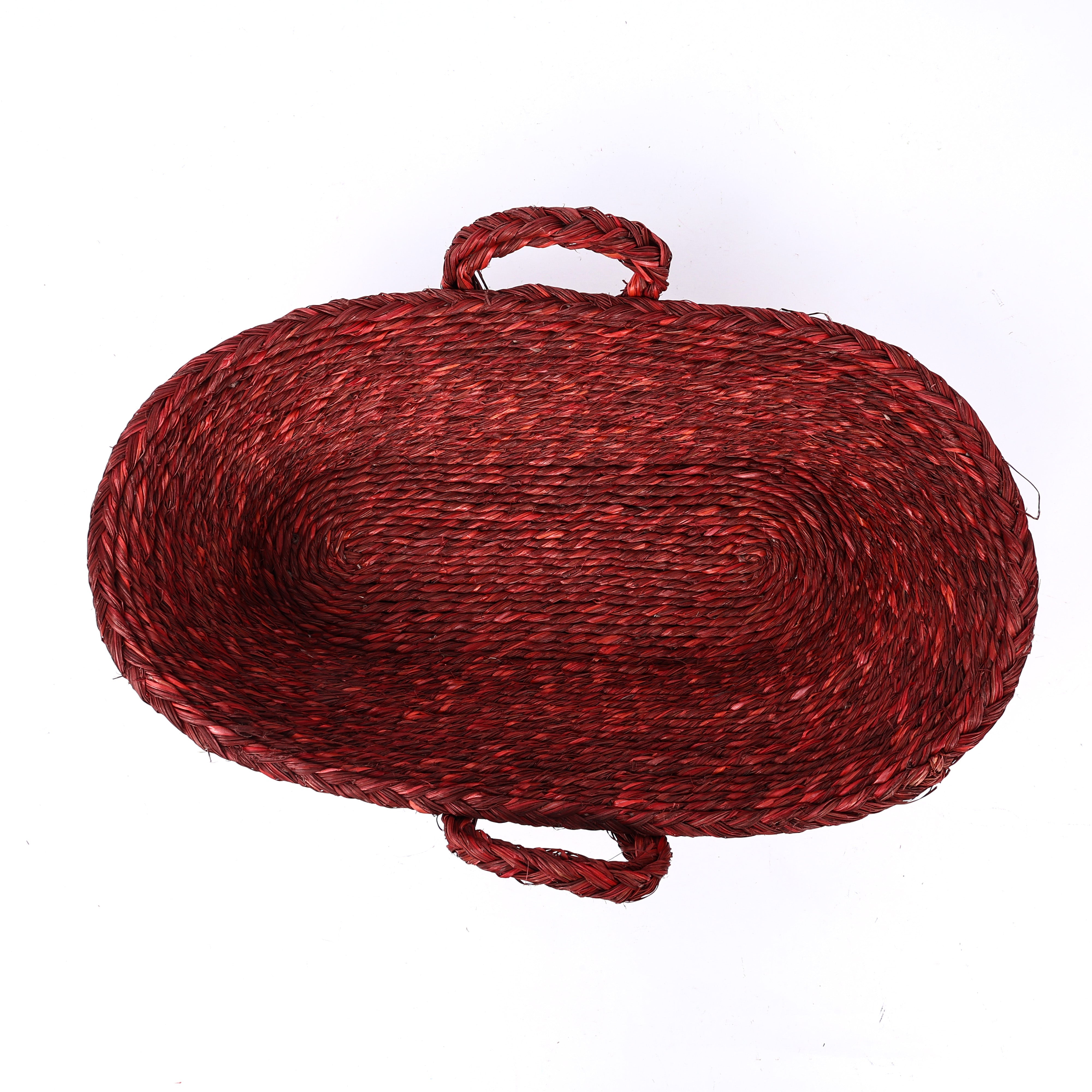 Handwoven Sabai Grass Fruit/Vegetable Basket—Reddish Brown