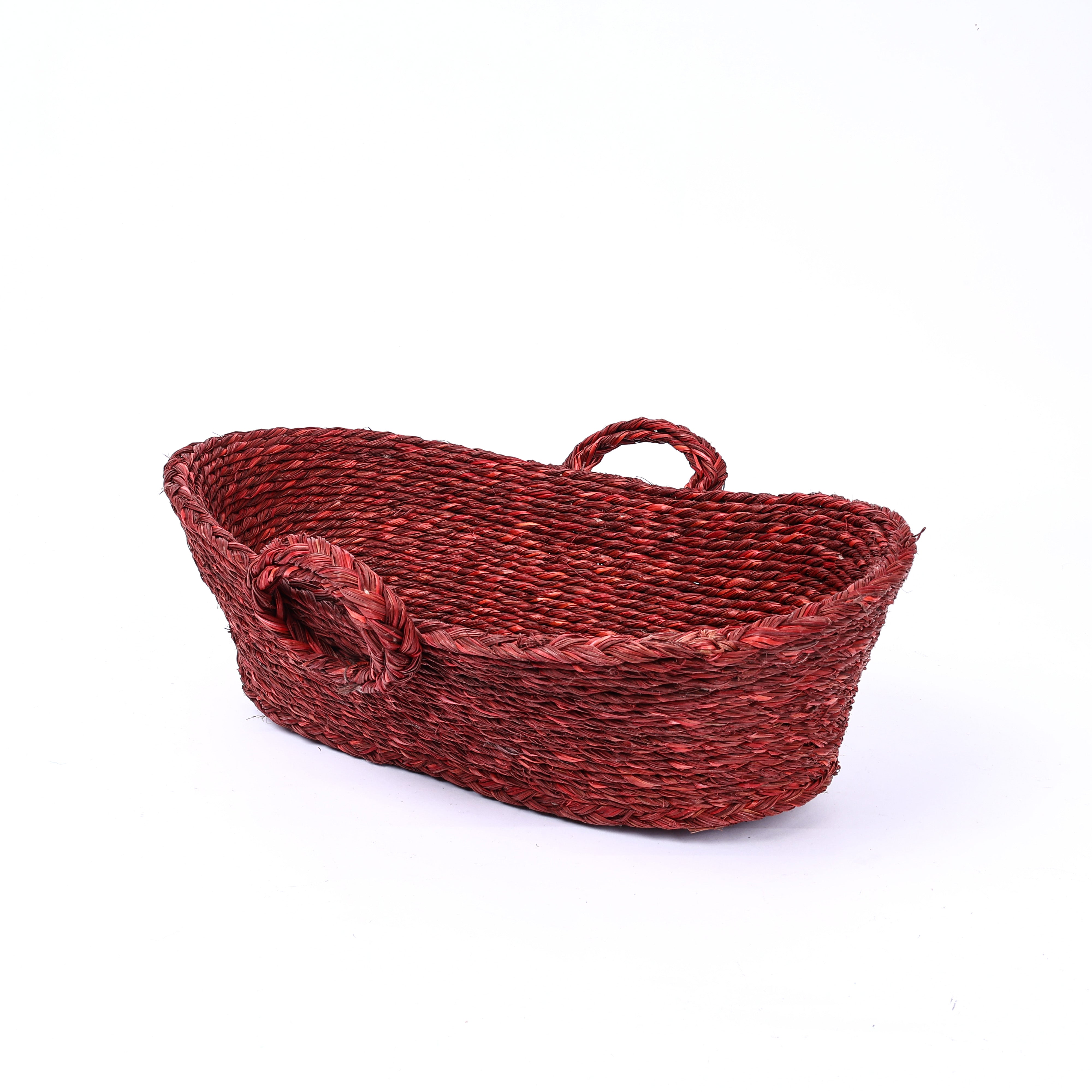 Handwoven Sabai Grass Fruit/Vegetable Basket—Reddish Brown