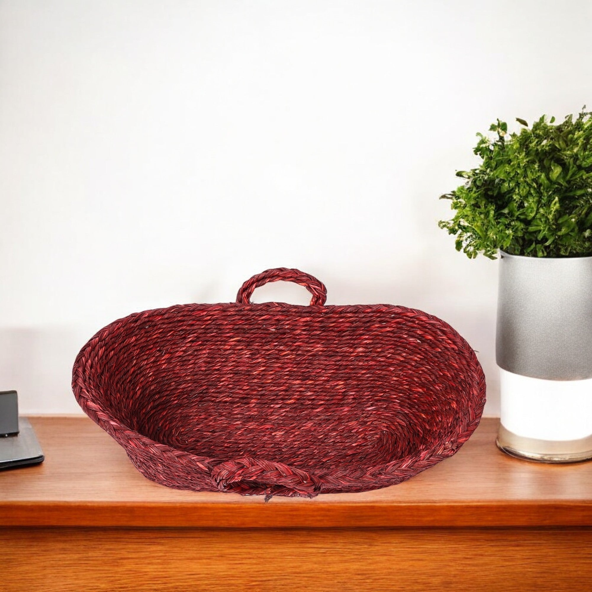 Handwoven Sabai Grass Fruit/Vegetable Basket—Reddish Brown - Natriel