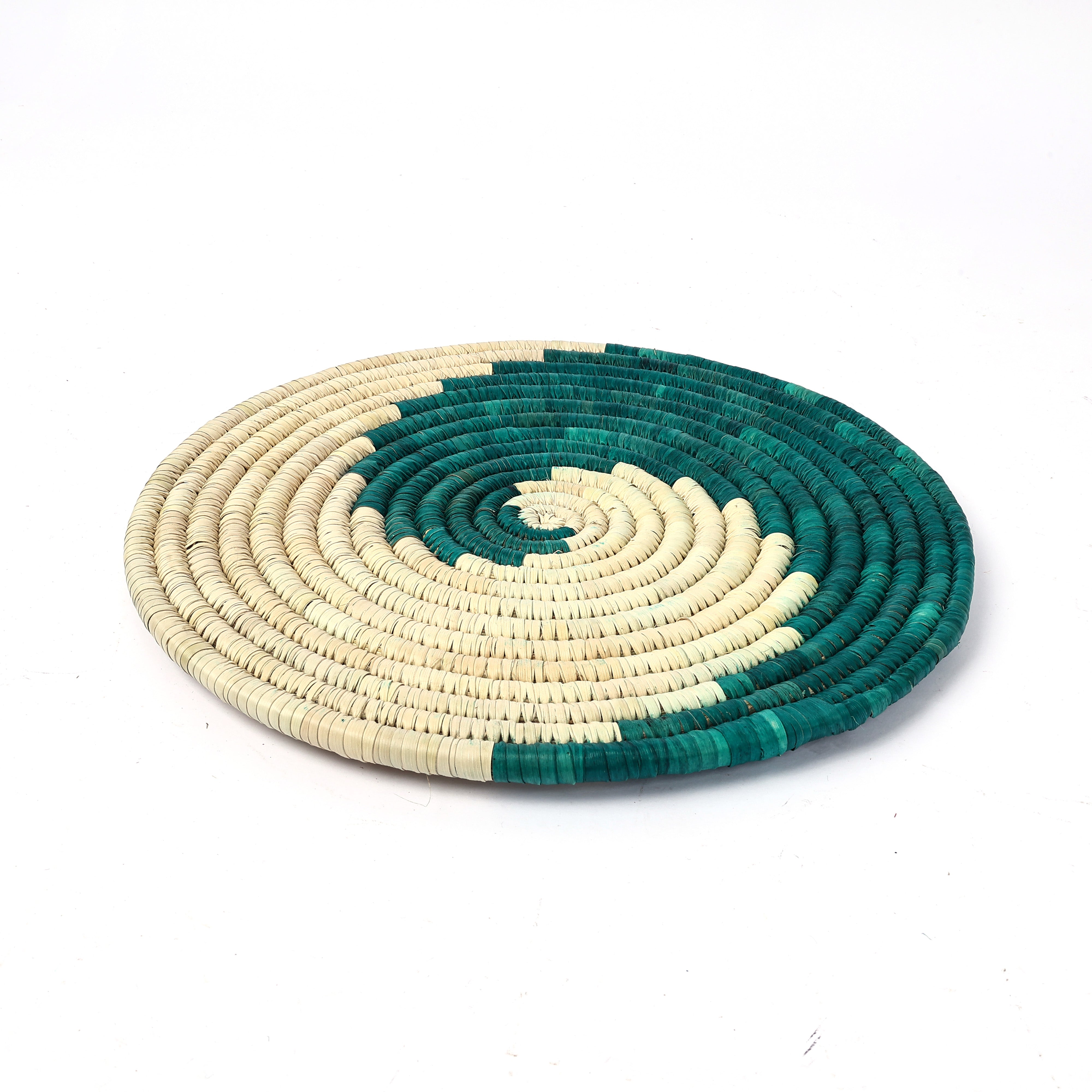 Handwoven Sabai Grass Table Mat—Beige and Green