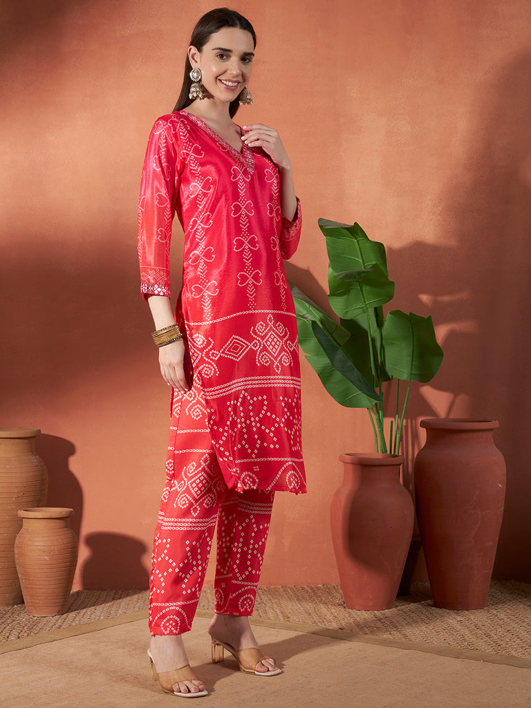Women's Rani Chinon Emroidery Plastic Mirror Work Kurta Set