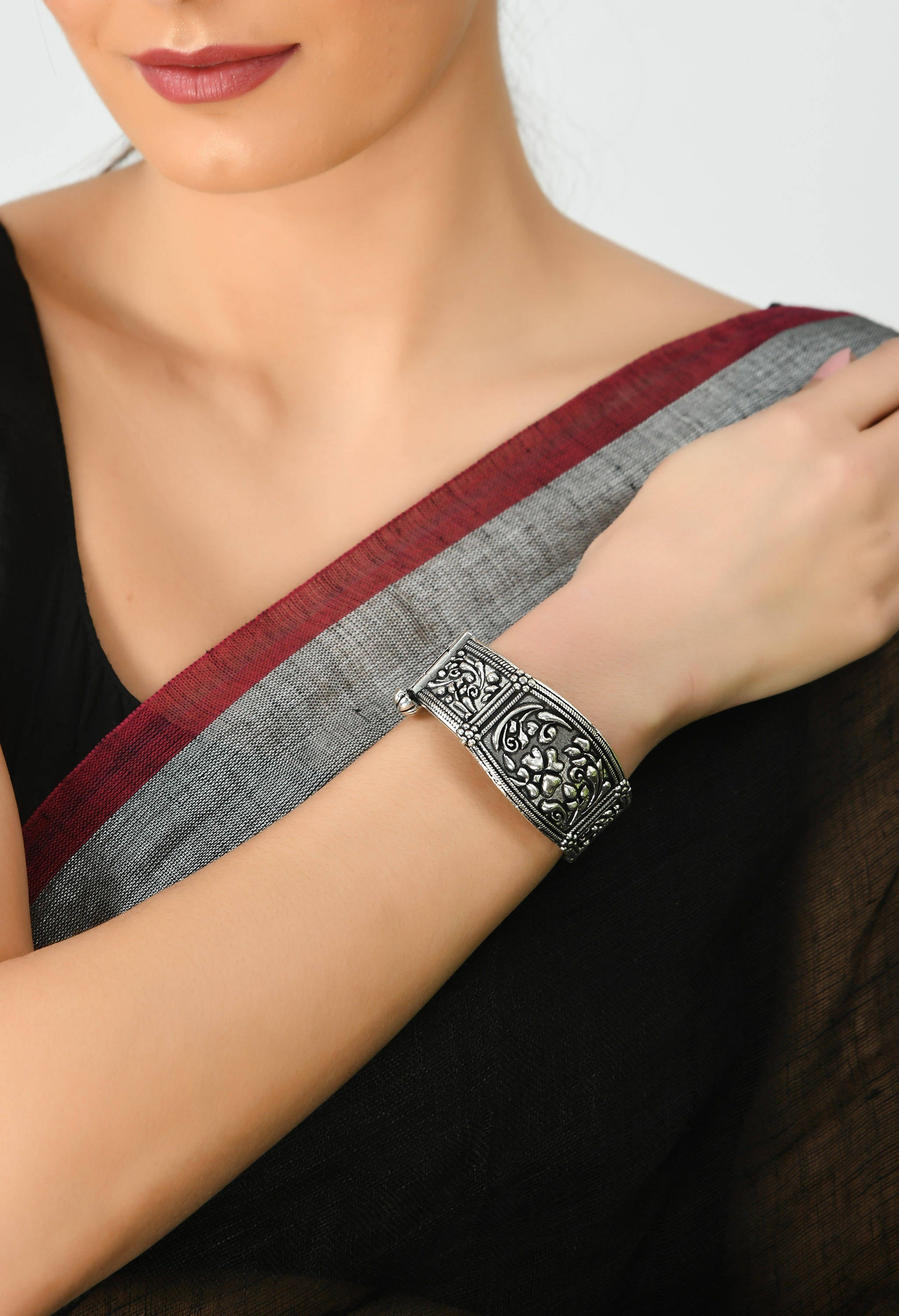 Johar Kamal German Silver Kada Design Bracelet