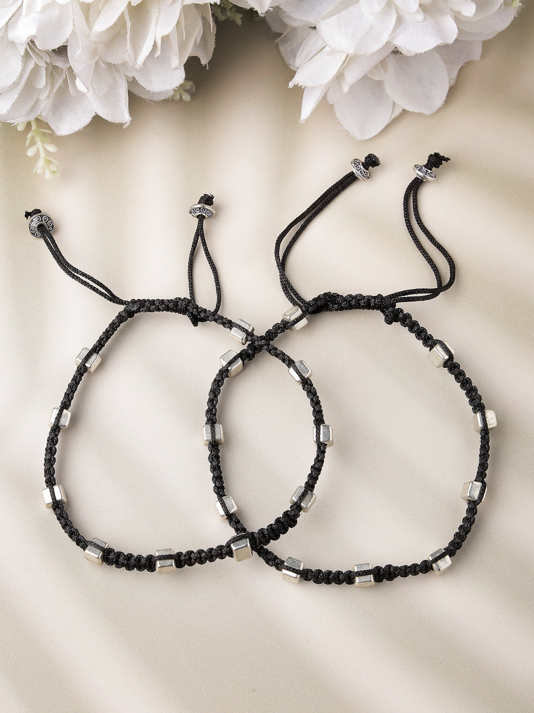 Women's Evil Eye Adjustable Black Anklets