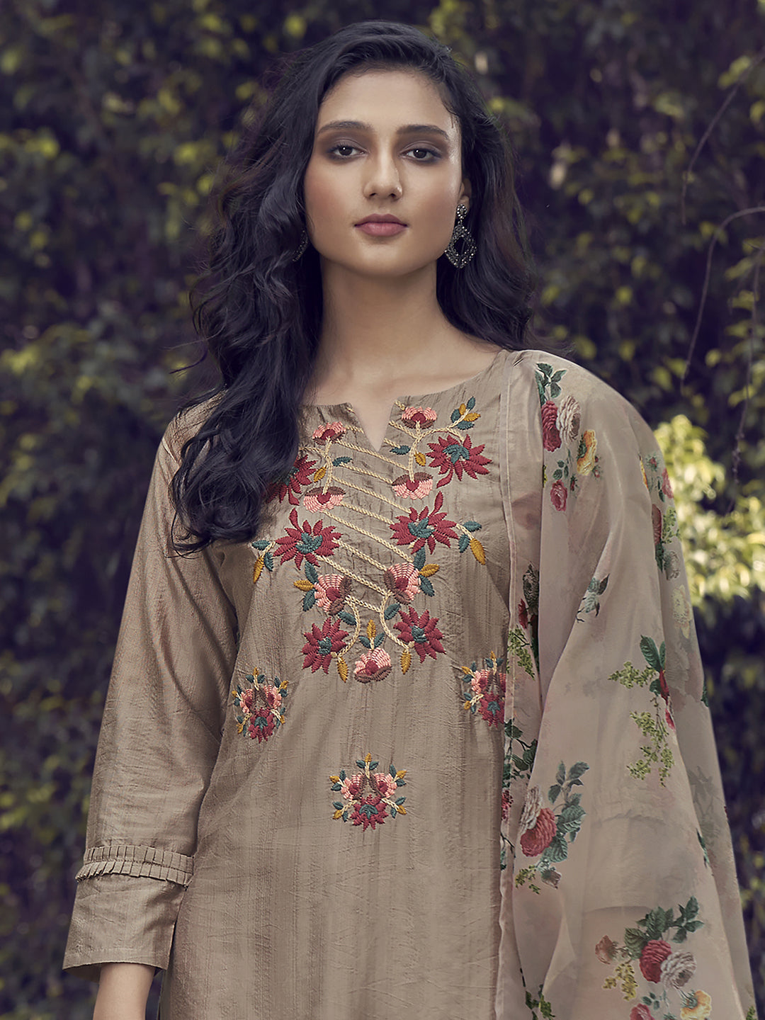 Women's Brown Viscose Rayon Kurta Set - Taantav