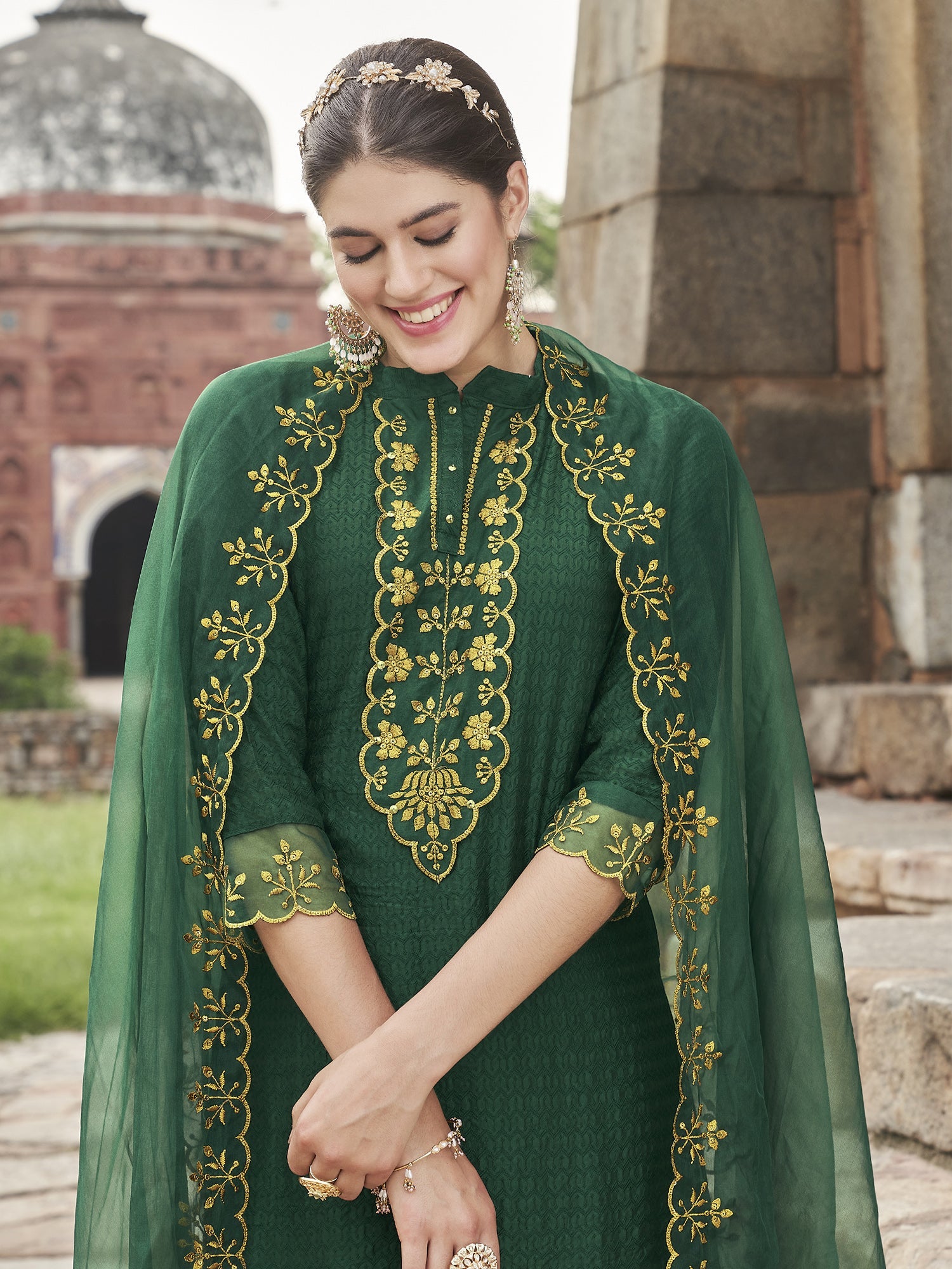 Women's Green Viscose Rayon Kurta Set - Taantav