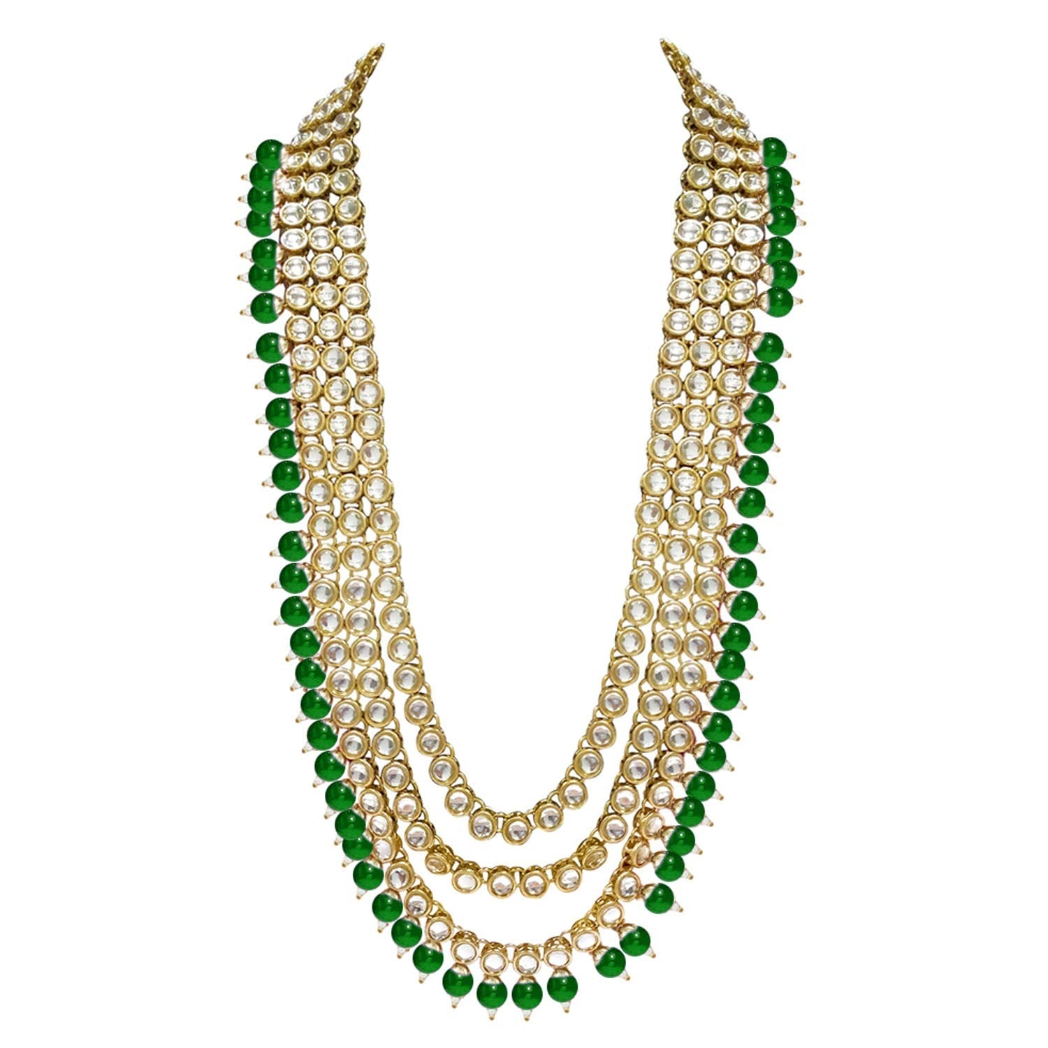 Women's Traditional Gold Plated Kundan Pearl Bridal Necklace Set for Women