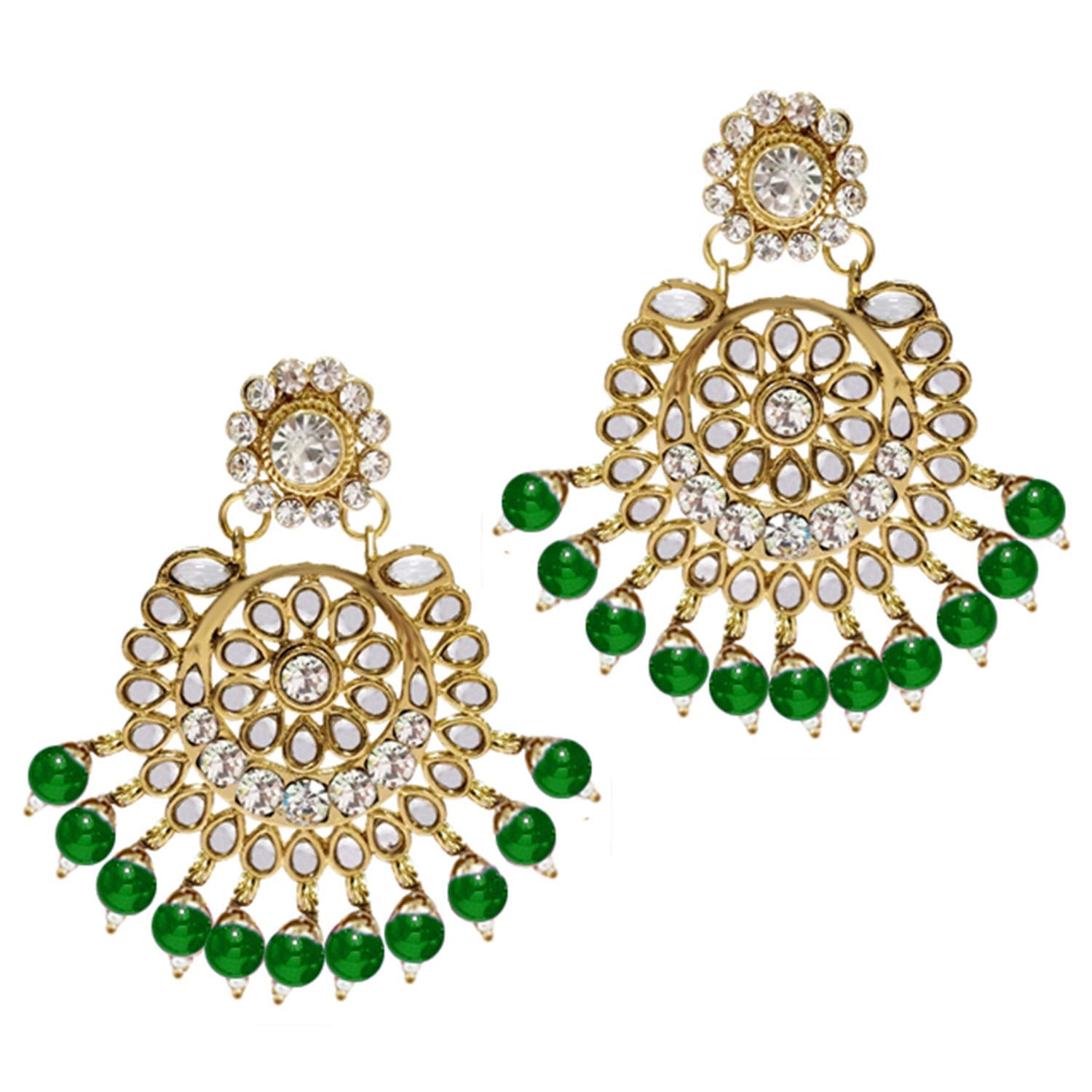Women's Traditional Gold Plated Kundan Pearl Bridal Necklace Set for Women
