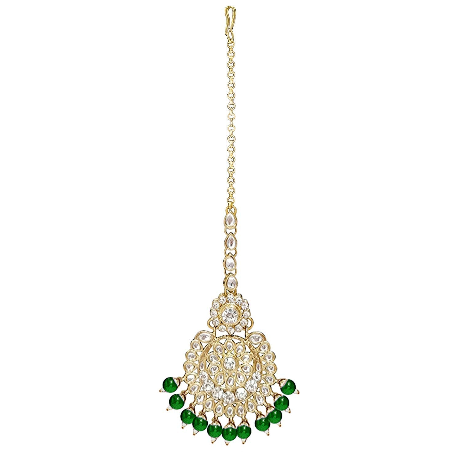 Women's Traditional Gold Plated Kundan Pearl Bridal Necklace Set for Women