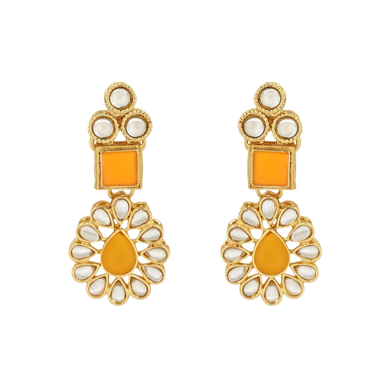 Women's 18K Gold Plated Traditional Kundan Necklace Jewellery Set with Earrings & Maang Tikka 