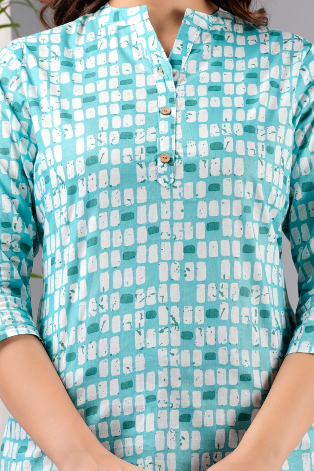 Women's Blue Cotton Printed Tunic - Taantav