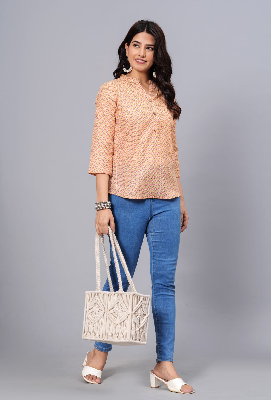 Women's Elegant Printed Cotton Top - Taantav