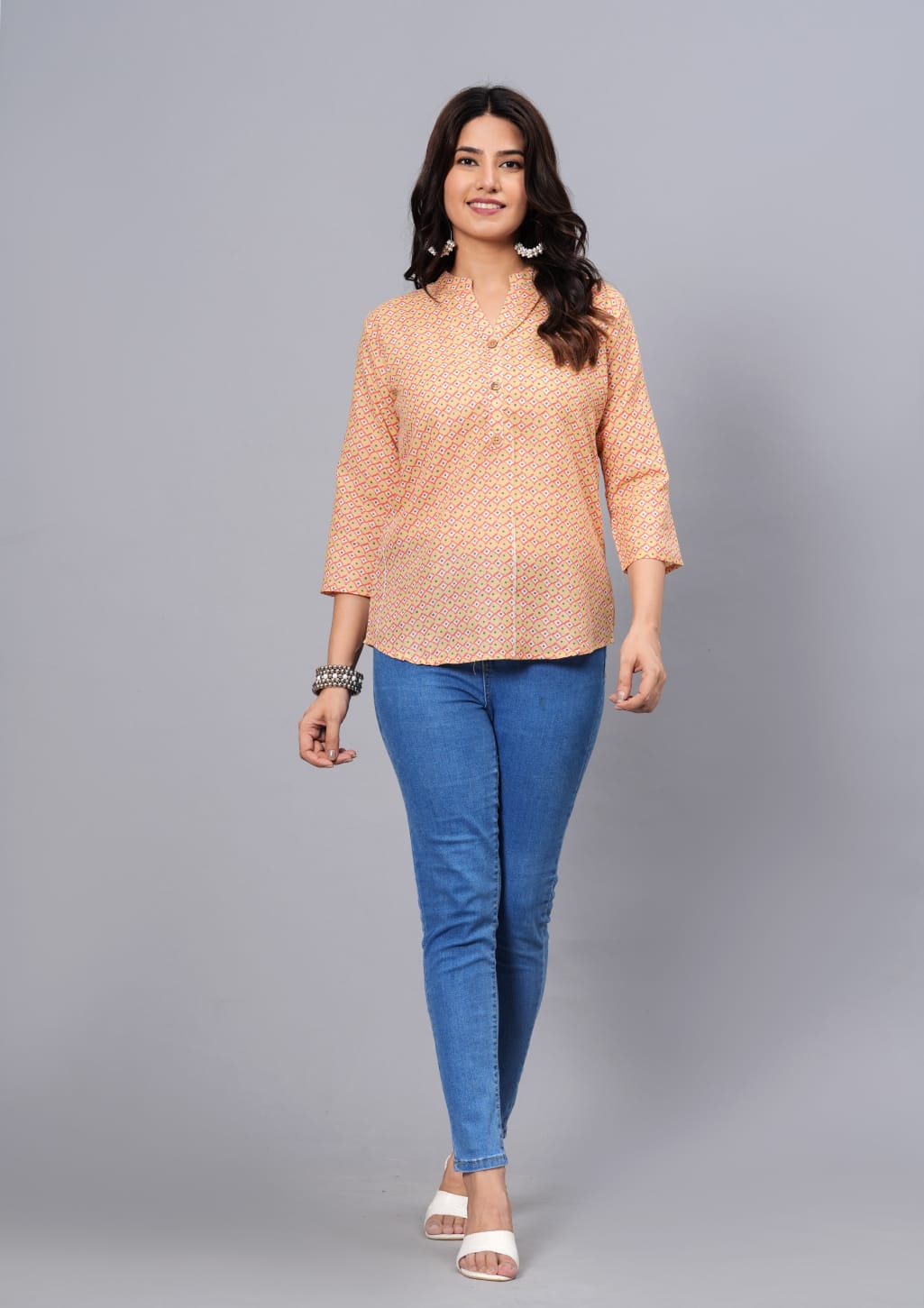 Women's Elegant Printed Cotton Top - Taantav