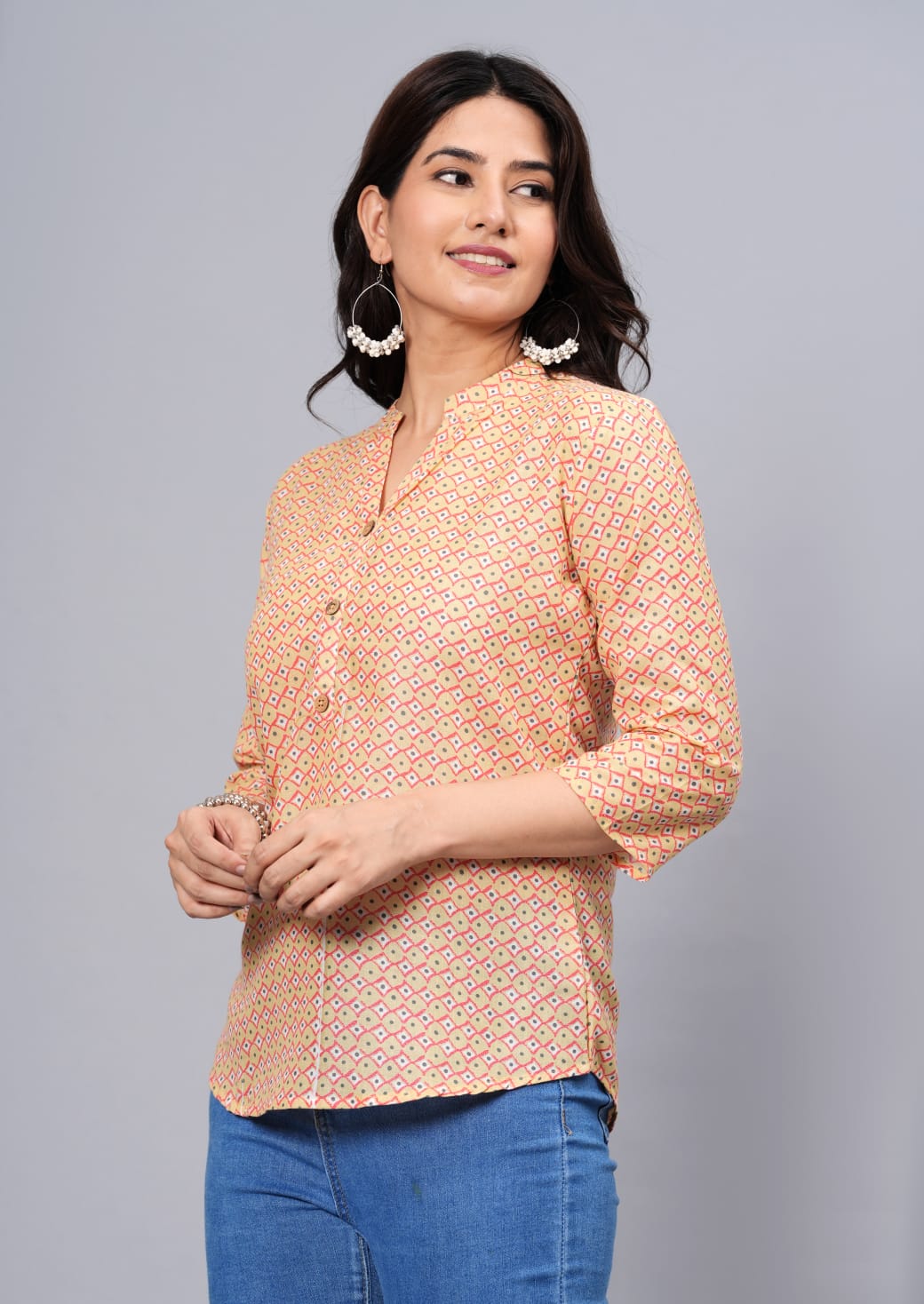 Women's Elegant Printed Cotton Top - Taantav