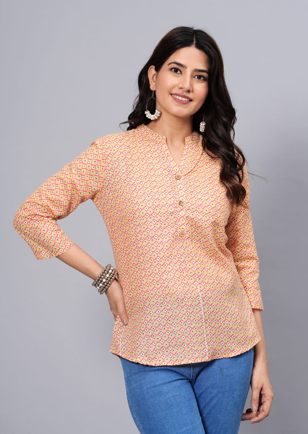 Women's Elegant Printed Cotton Top - Taantav