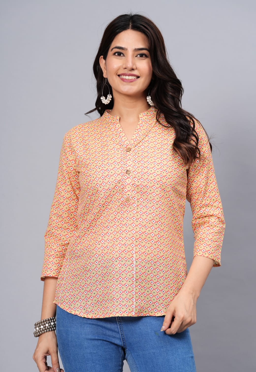 Women's Elegant Printed Cotton Top - Taantav