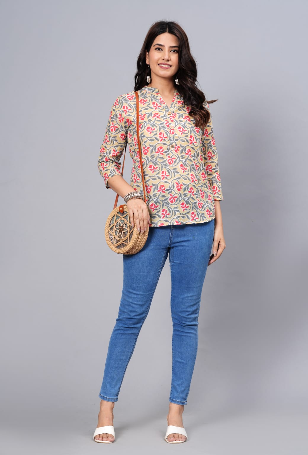 Women's Elegant Printed Cotton Top - Taantav