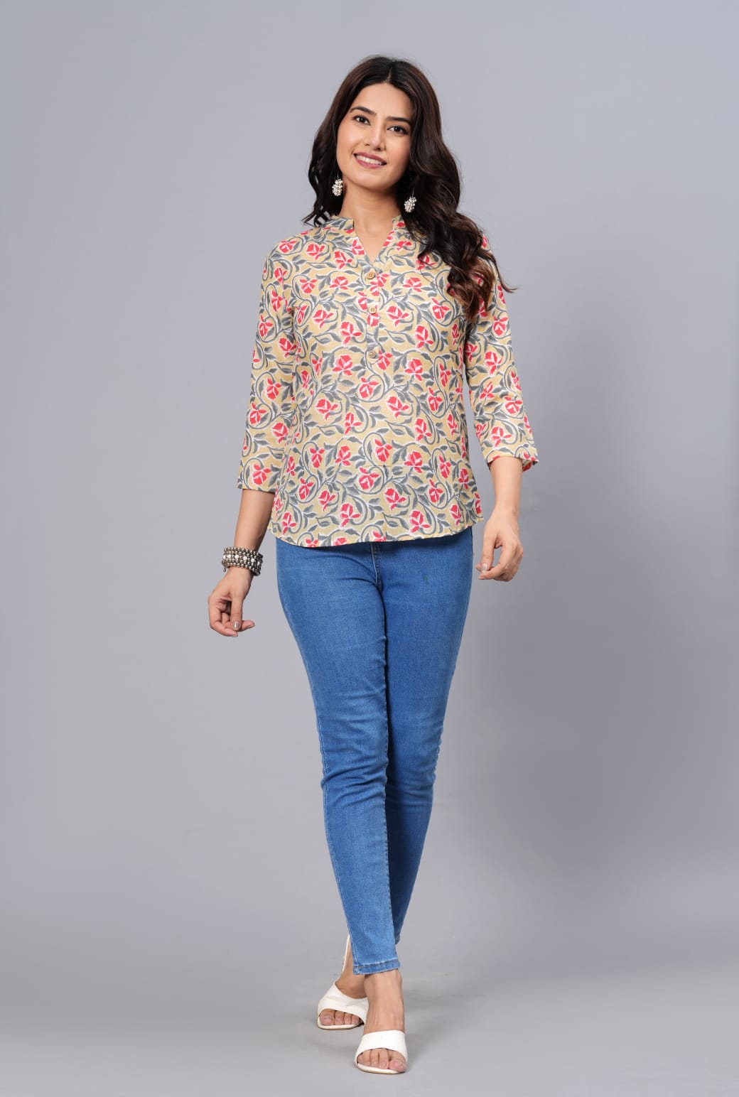 Women's Elegant Printed Cotton Top - Taantav