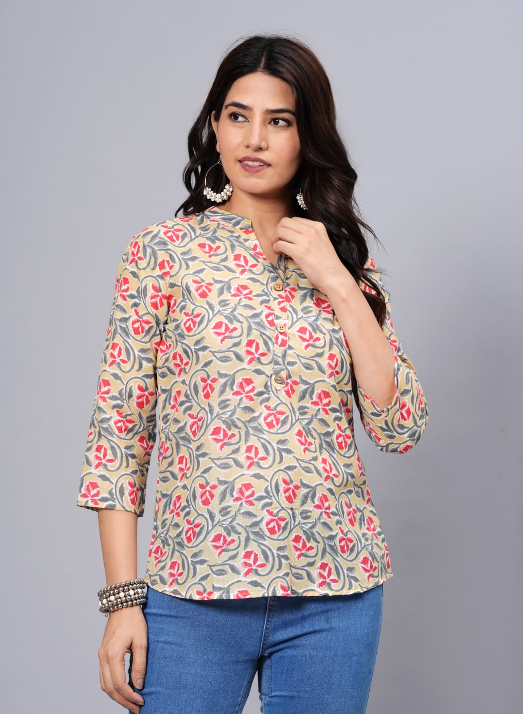 Women's Elegant Printed Cotton Top - Taantav