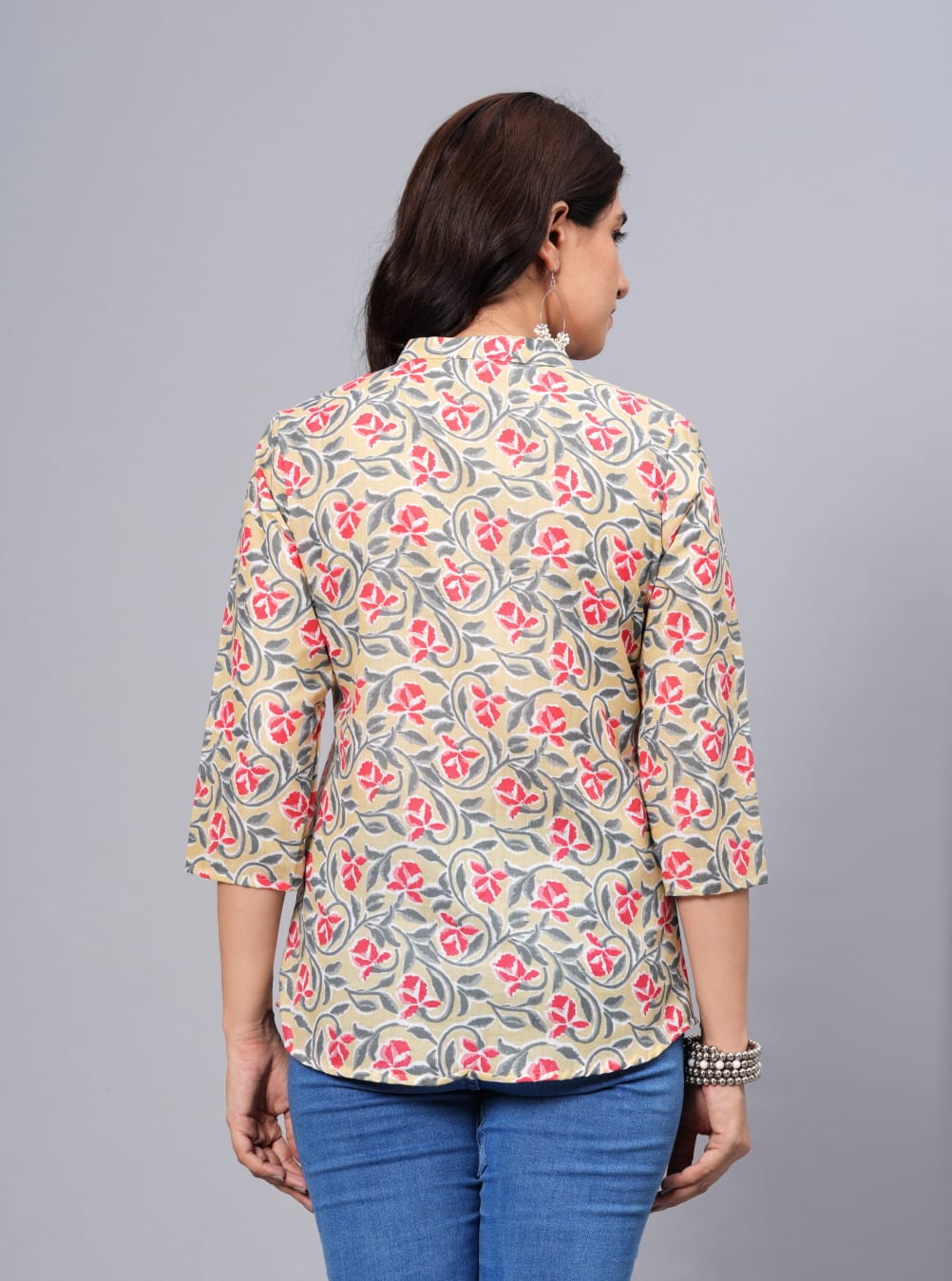 Women's Elegant Printed Cotton Top - Taantav