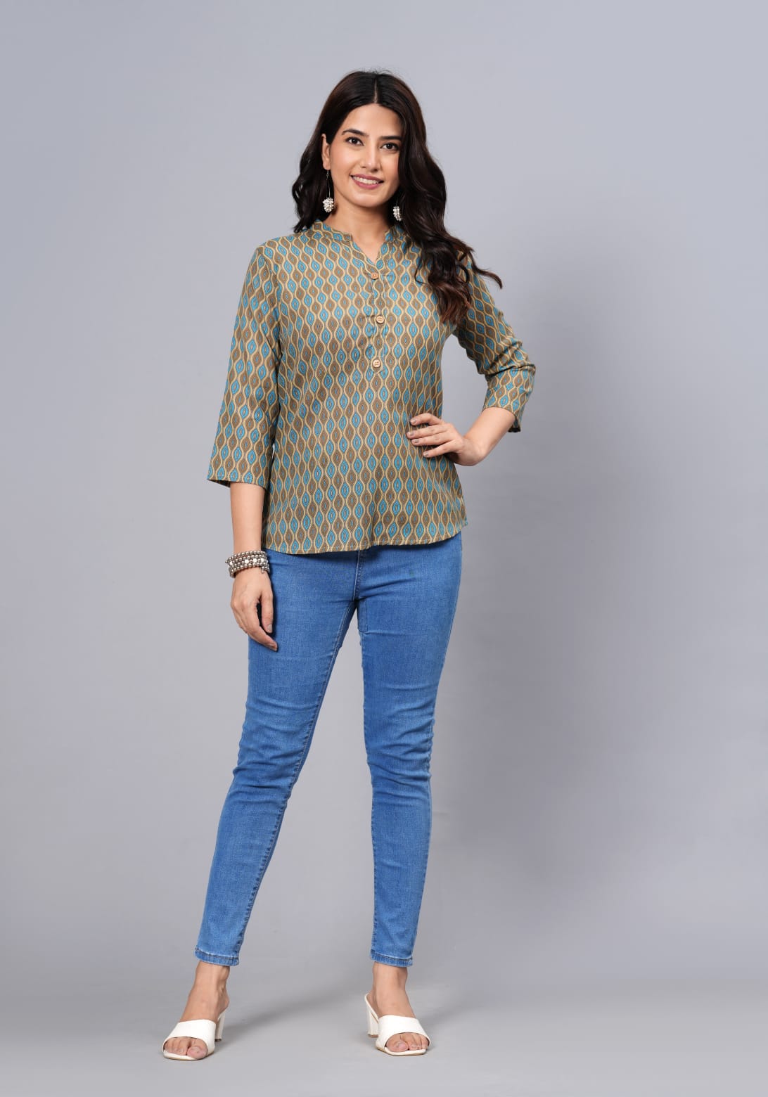 Women's Elegant Printed Cotton Top - Taantav