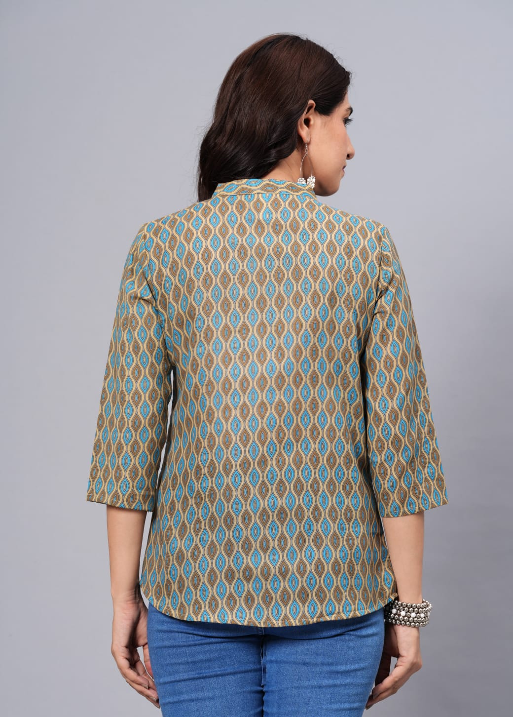 Women's Elegant Printed Cotton Top - Taantav