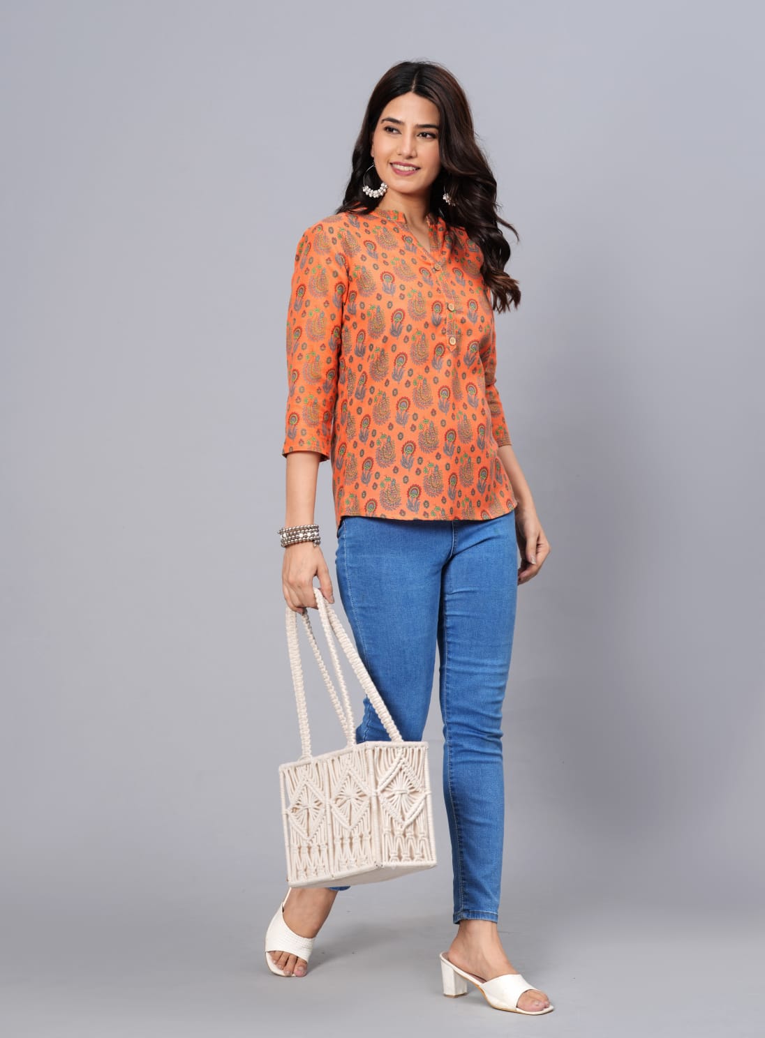 Women's Elegant Printed Cotton Top - Taantav