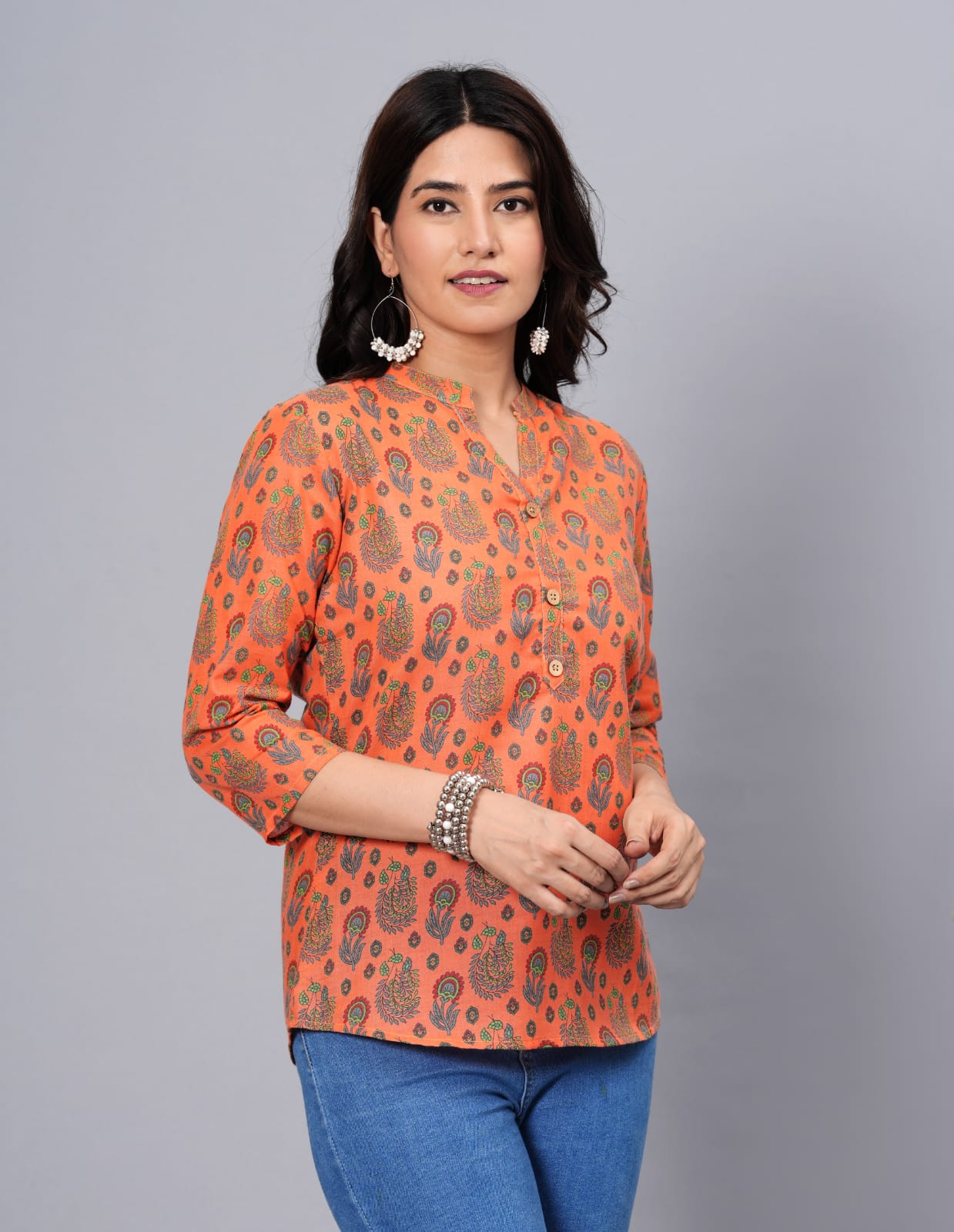 Women's Elegant Printed Cotton Top - Taantav