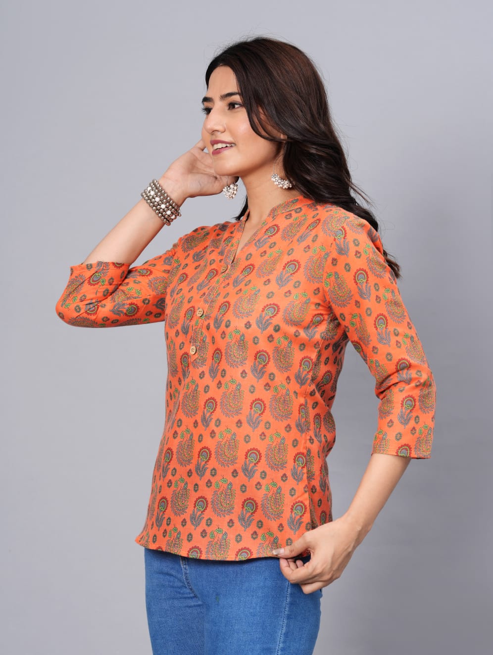 Women's Elegant Printed Cotton Top - Taantav